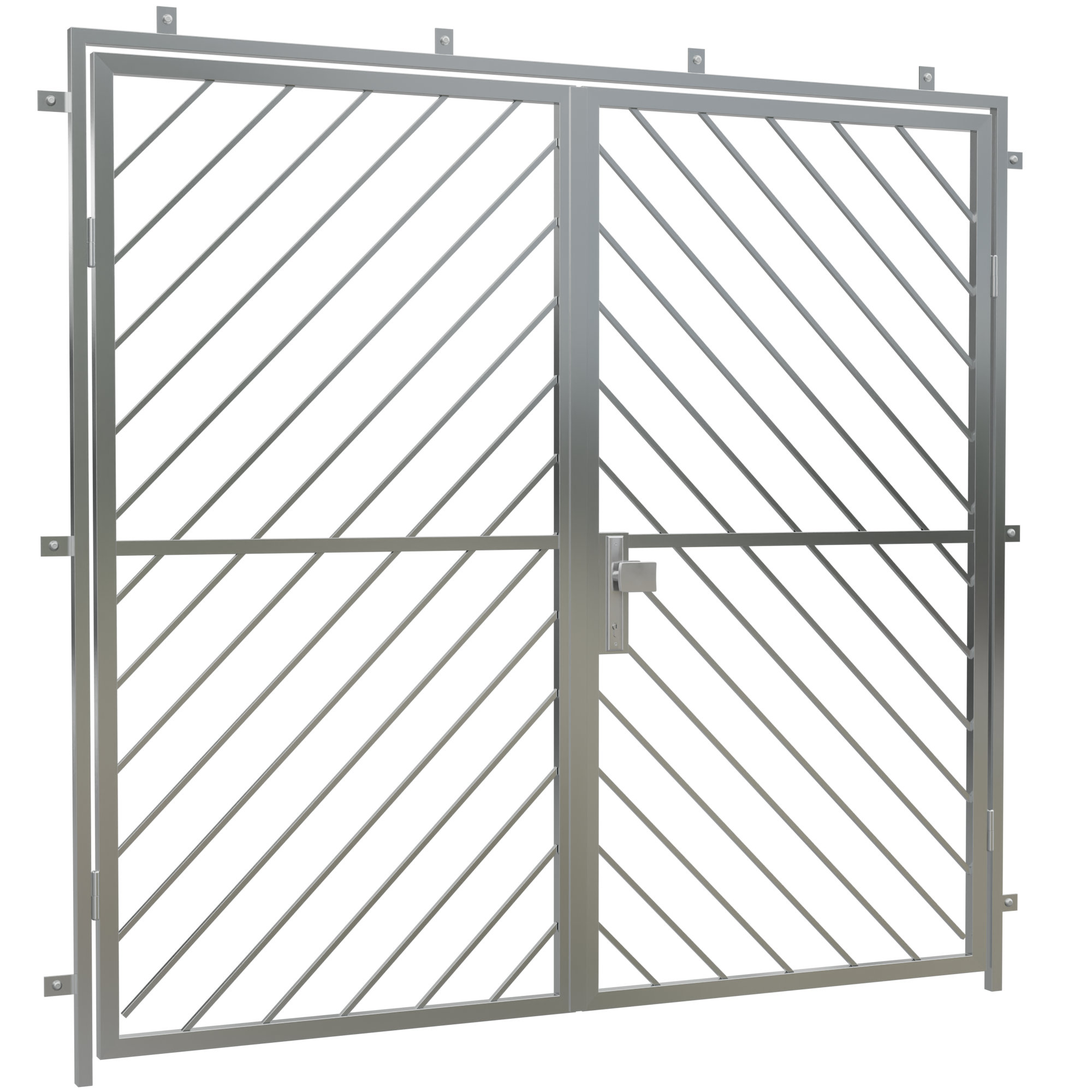 Porte grillagée en acier inoxydable à 2 battants Barre diagonale 2