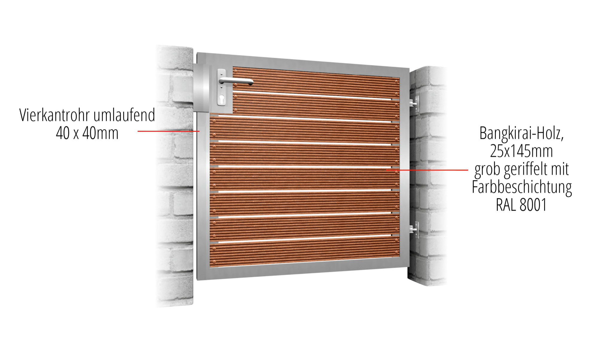 Portillon de jardin en acier inoxydable à 1 battant HFW, GE