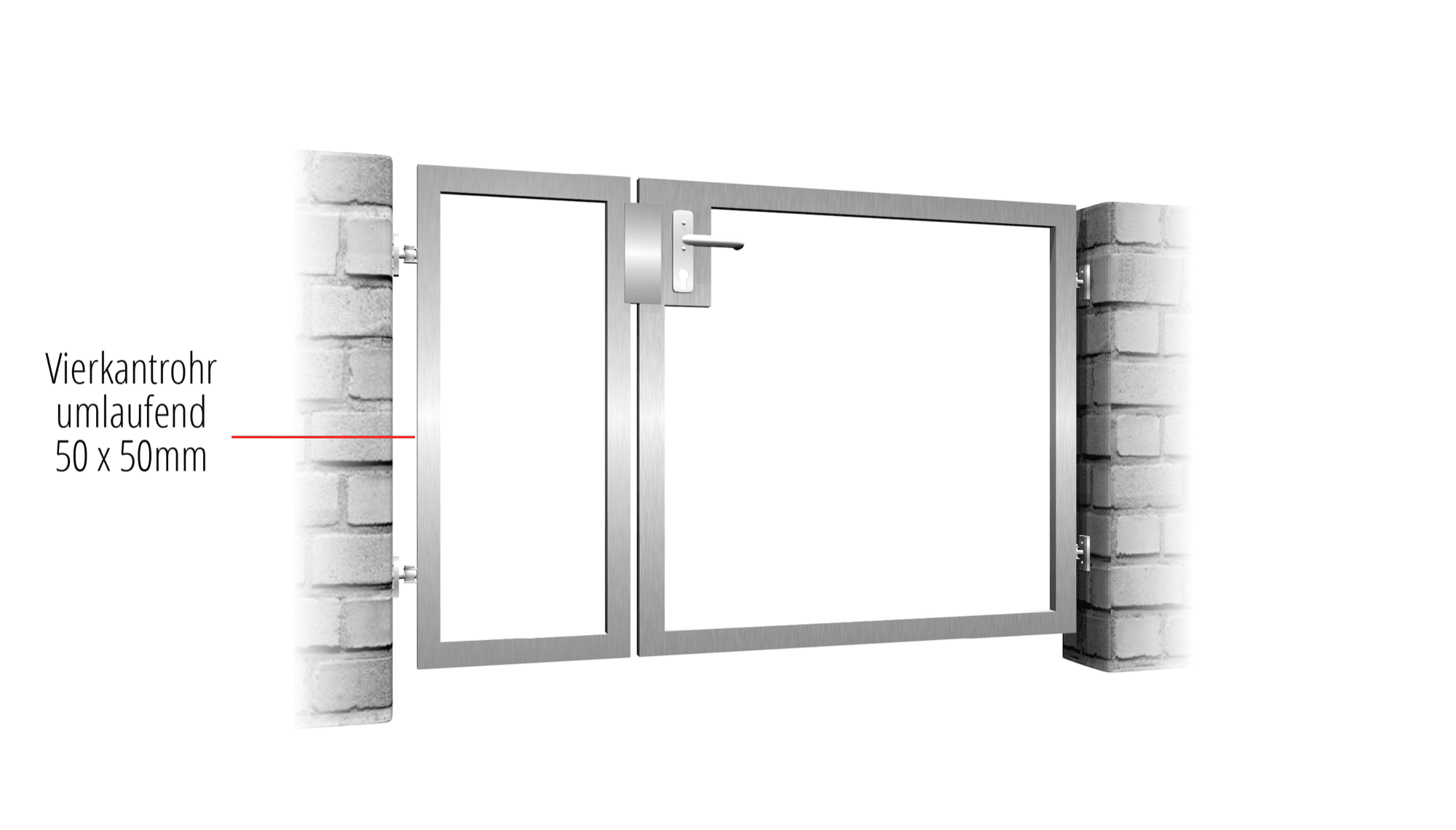 Portillon de jardin en acier inoxydable à 2 battants avec remplissage propre, GE