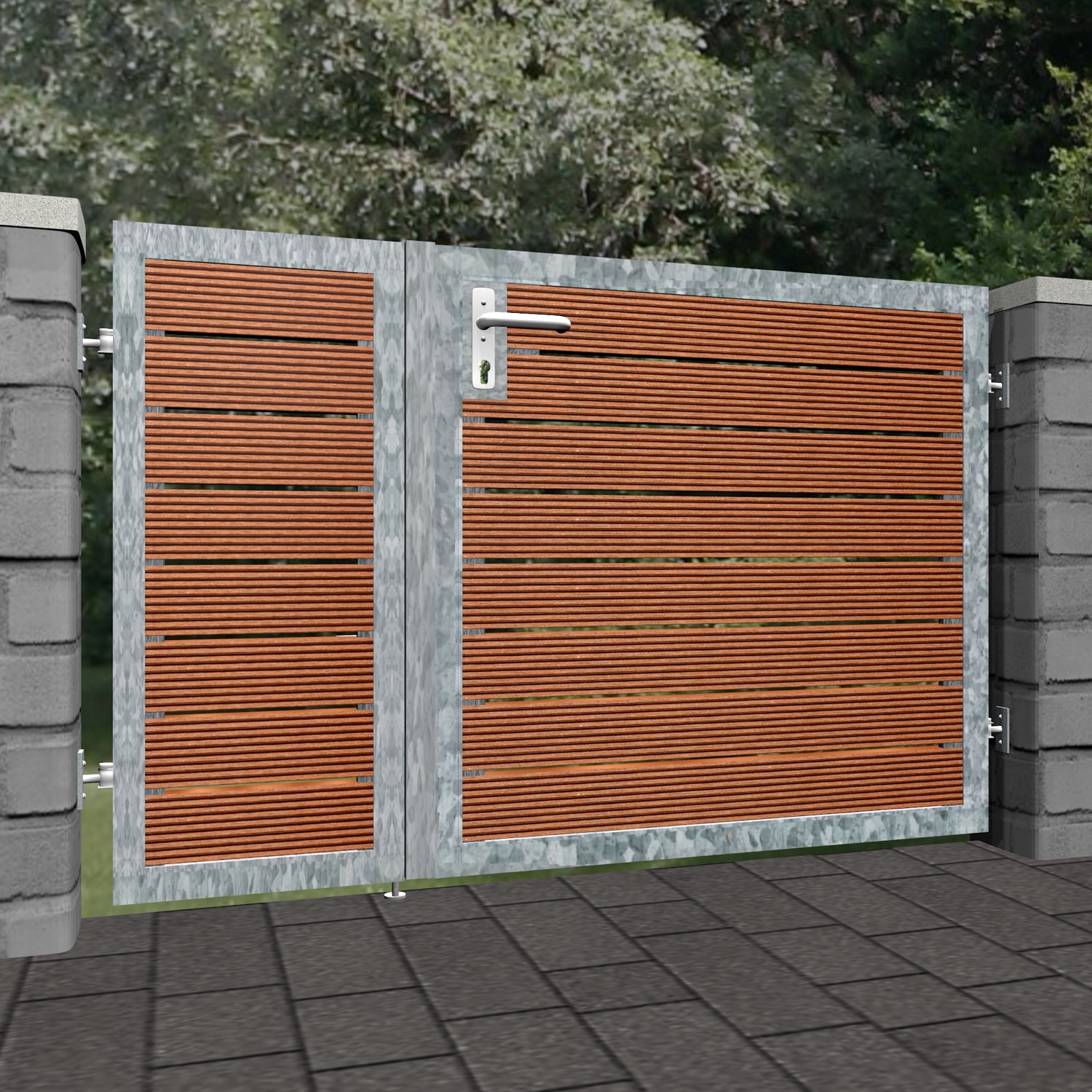 Portillon de jardin en acier galvanisé à 2 battants HFW, GE