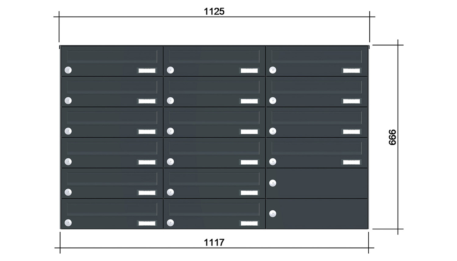 Briefkastenanlage | Aufputz | 16-fach | Waagerecht | Farbe