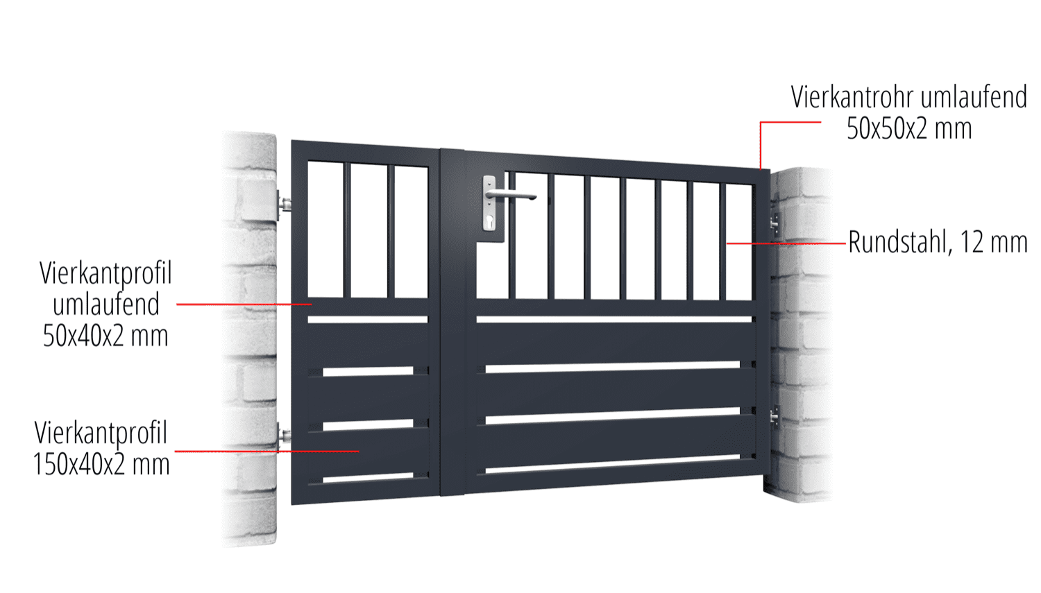 Portillon de jardin en aluminium, brise-vue à 2 battants KSV 1, GE