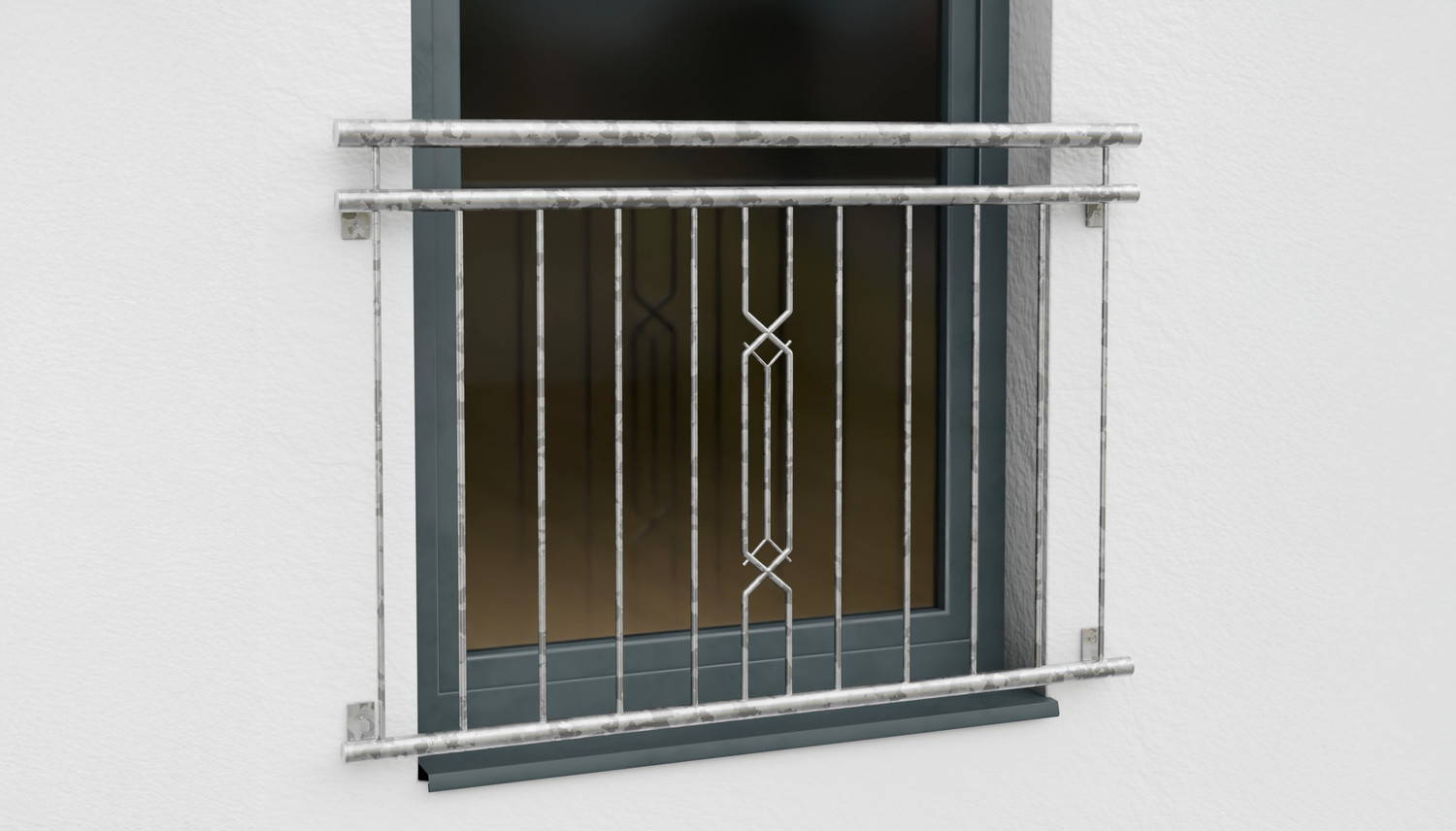 Balcon à la française en acier galvanisé ornement à 6 coins II 