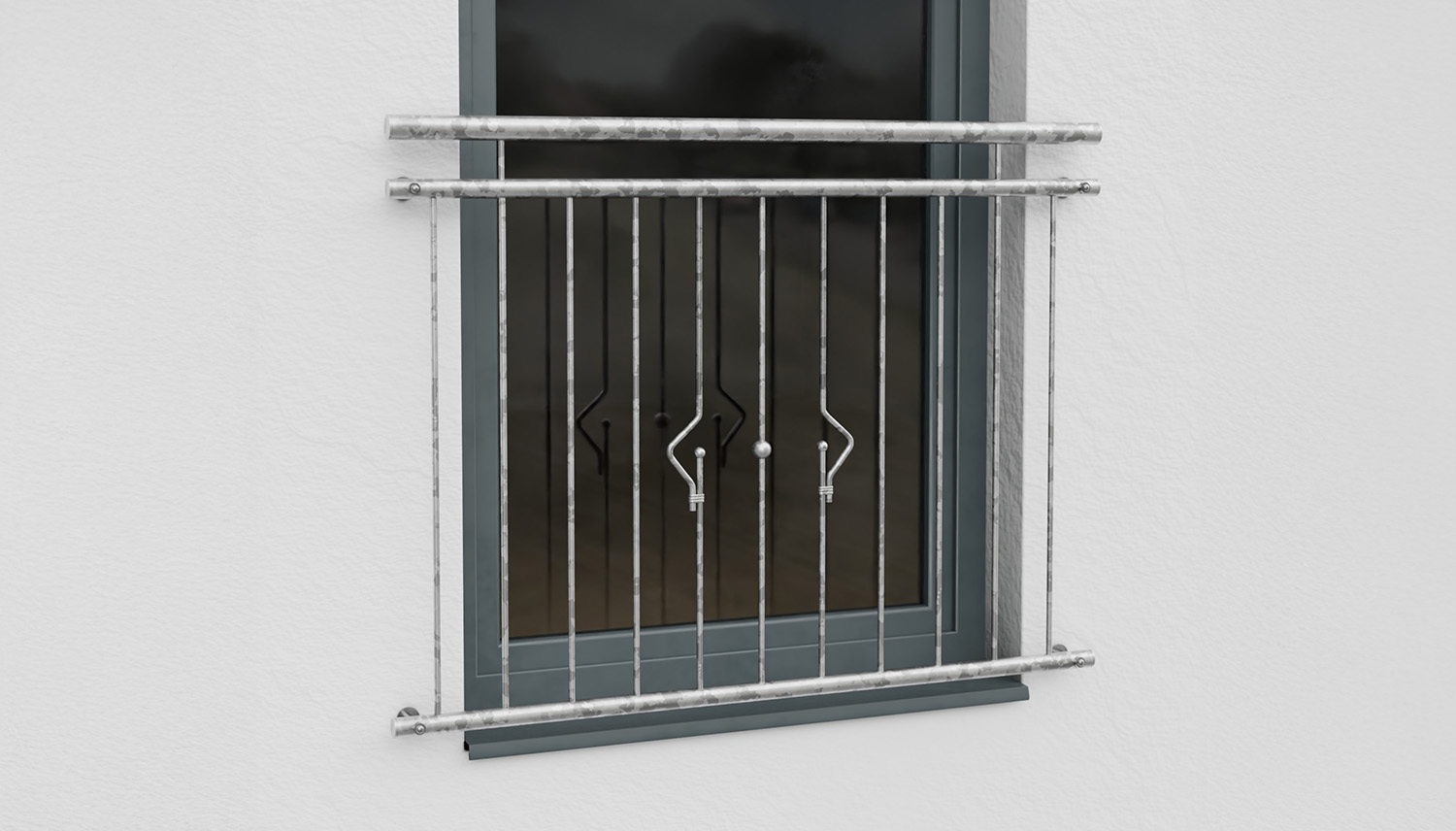 Balcon à la française en acier galvanisé ornement système solaire 