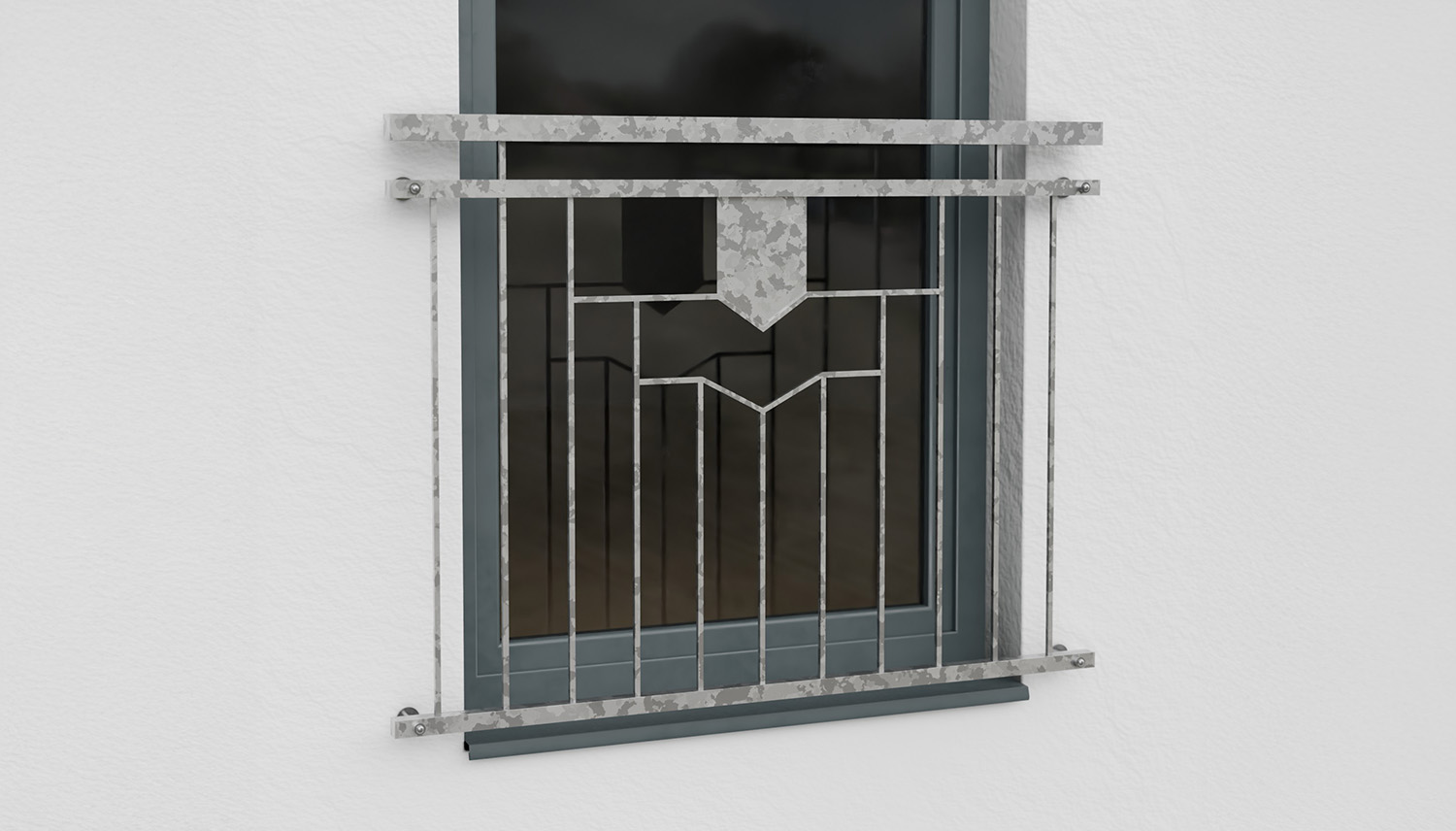 Balcon à la française en acier galvanisé ornement à 5 coins 