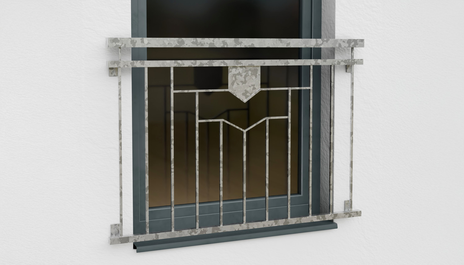Balcon à la française en acier galvanisé ornement à 5 coins 