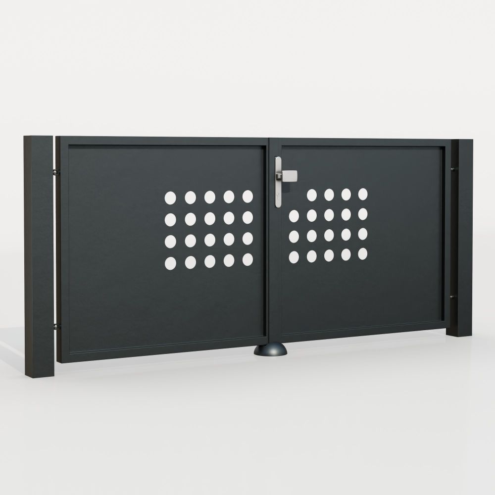 Portail de jardin en aluminium, brise-vue à 2 battants RLR, GE