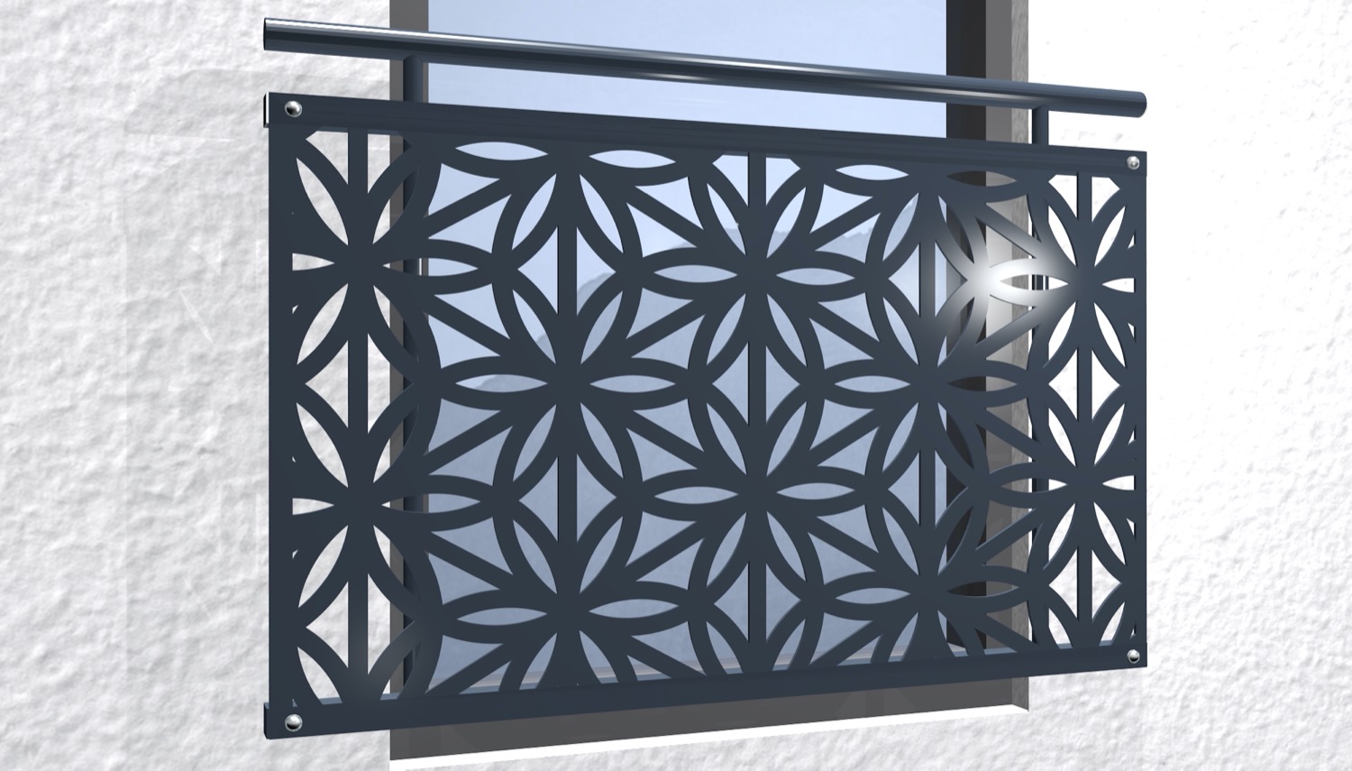 Balcon à la française en acier galvanisé plaque design fleur de rêve