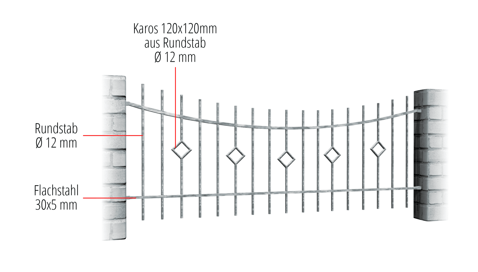 Barre en damier en acier galvanisé pour clôture de jardin, UB