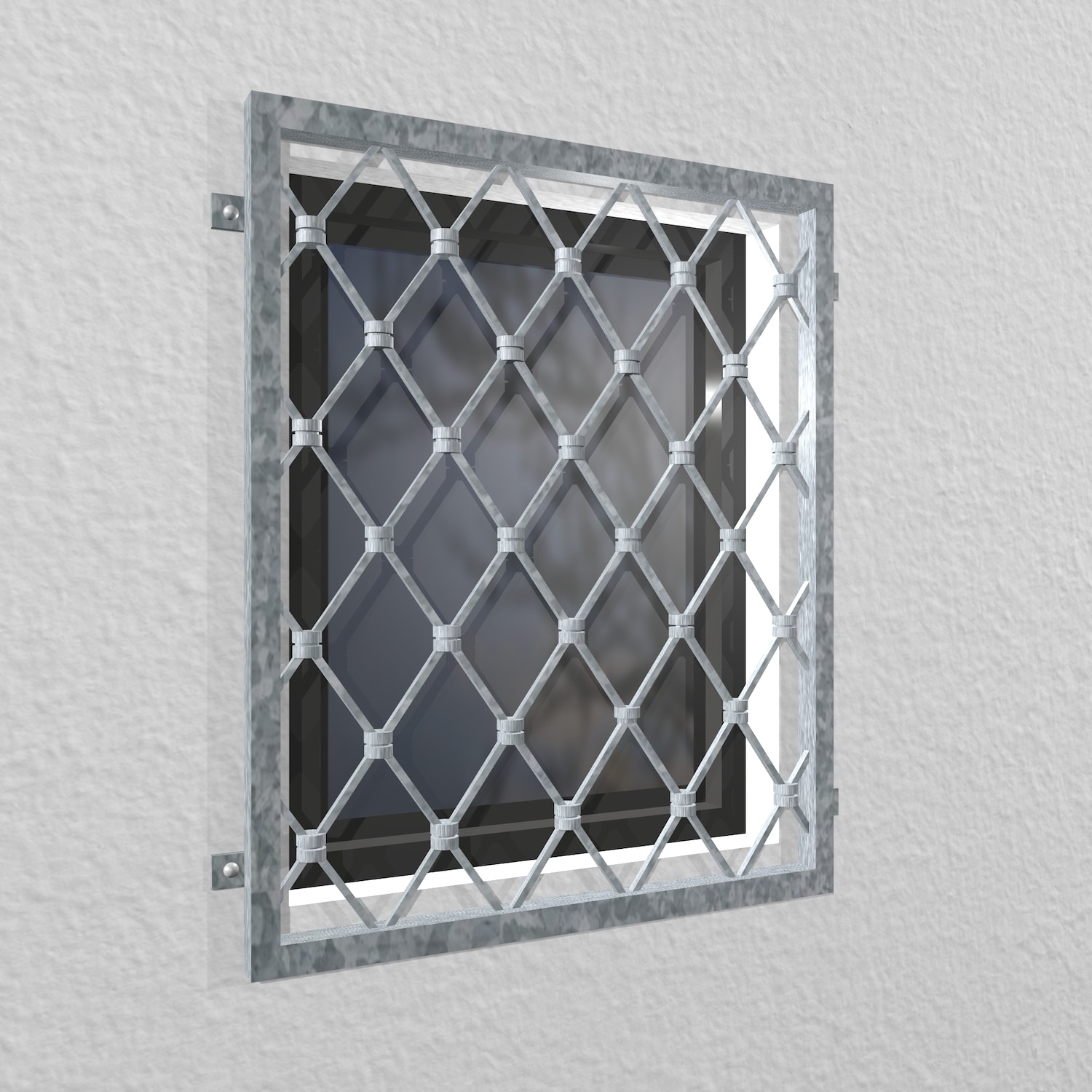 Grille de défense pour fenêtres en acier galvanisé losanges