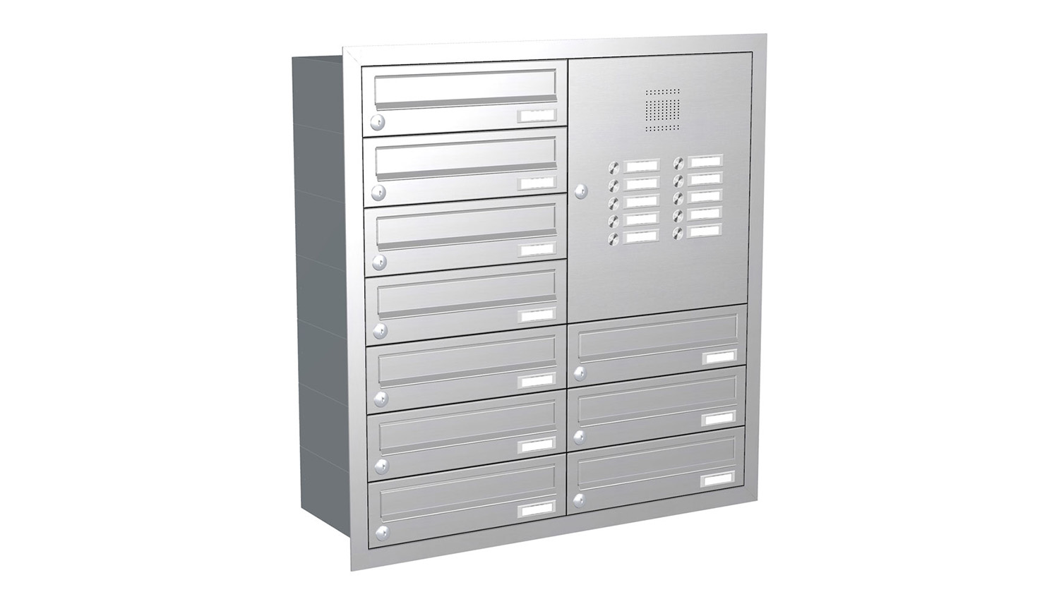 Briefkastenanlage | Unterputz | 10-fach | Waagerecht | Audio | Video | Edelstahl