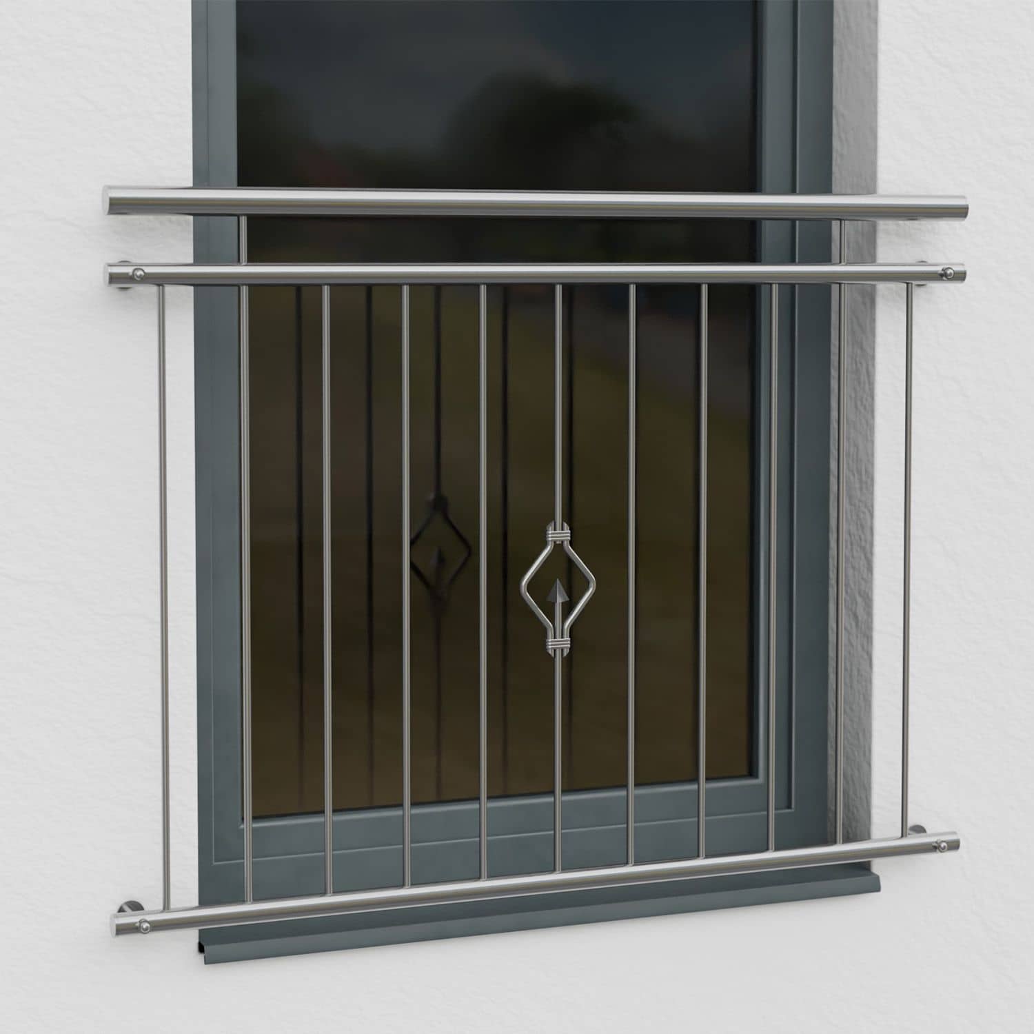 Ornement de balcon à la française en forme de triangle en acier inoxydable 