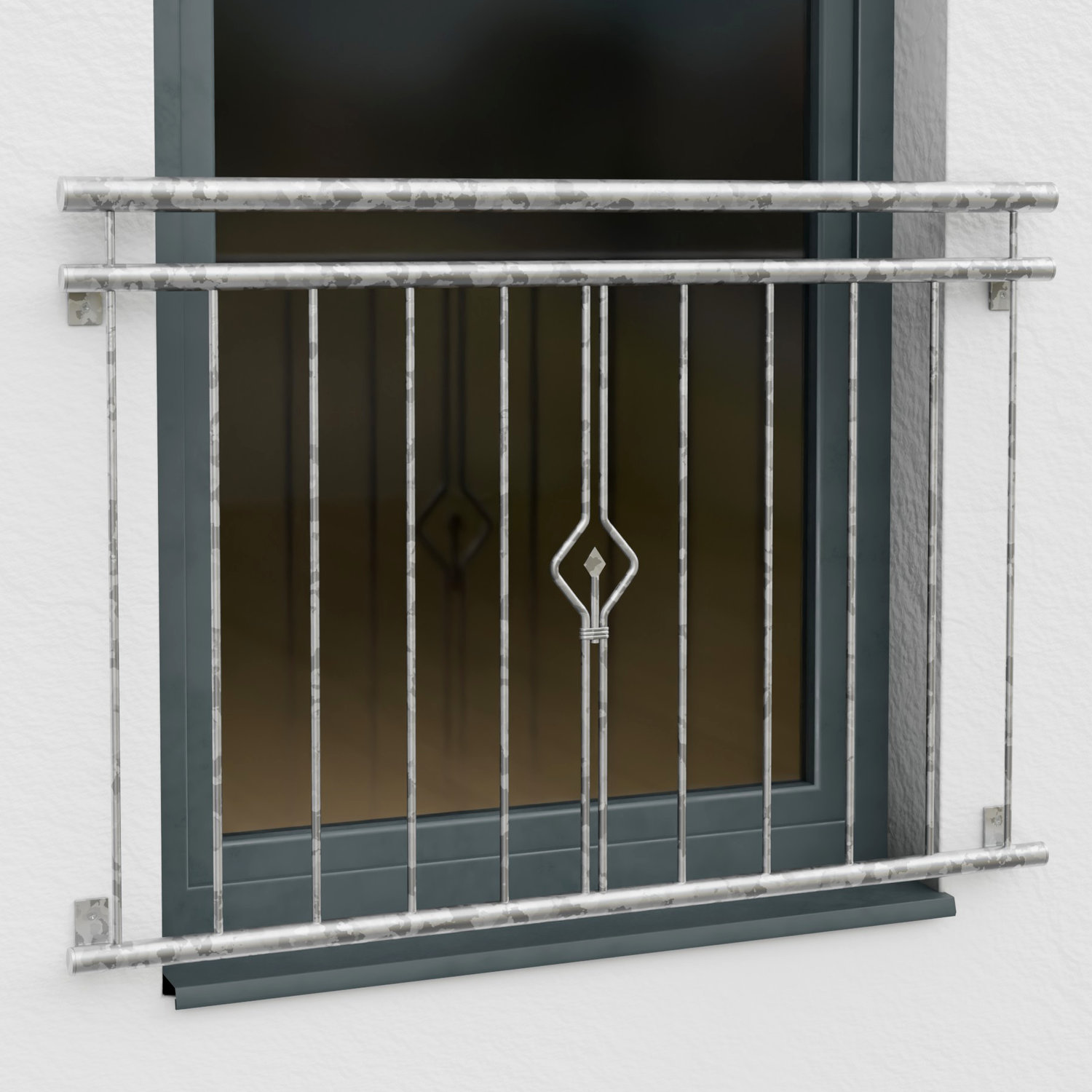 Balcon à la française en acier galvanisé ornement de bougie 