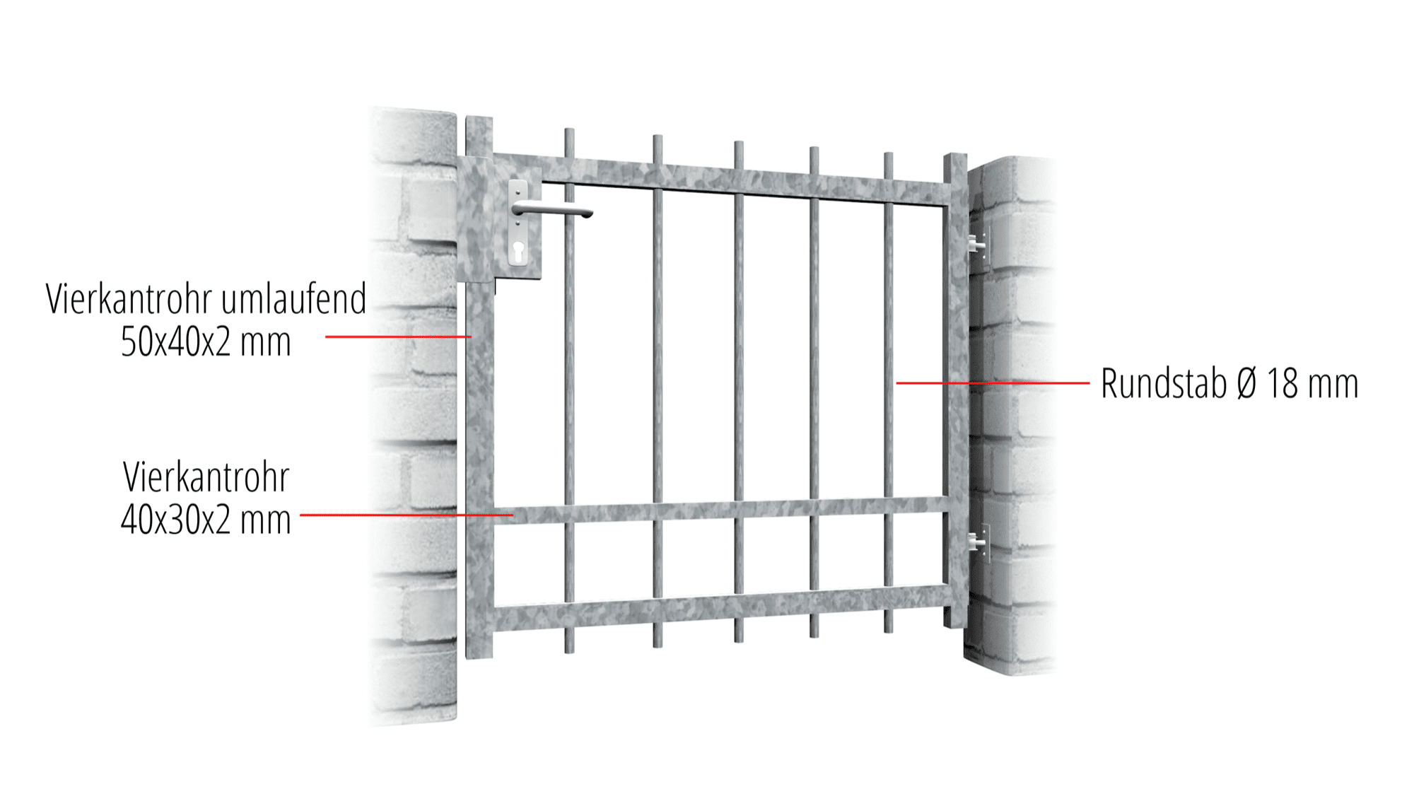 Portillon de jardin en acier galvanisé 1 battant Solid 3, GE