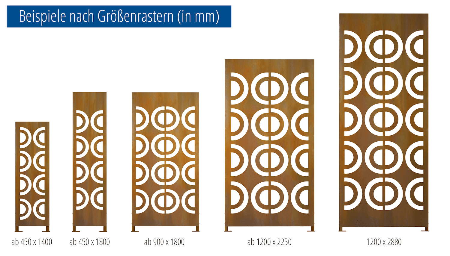 Brise-vue en acier Corten stèle cercles