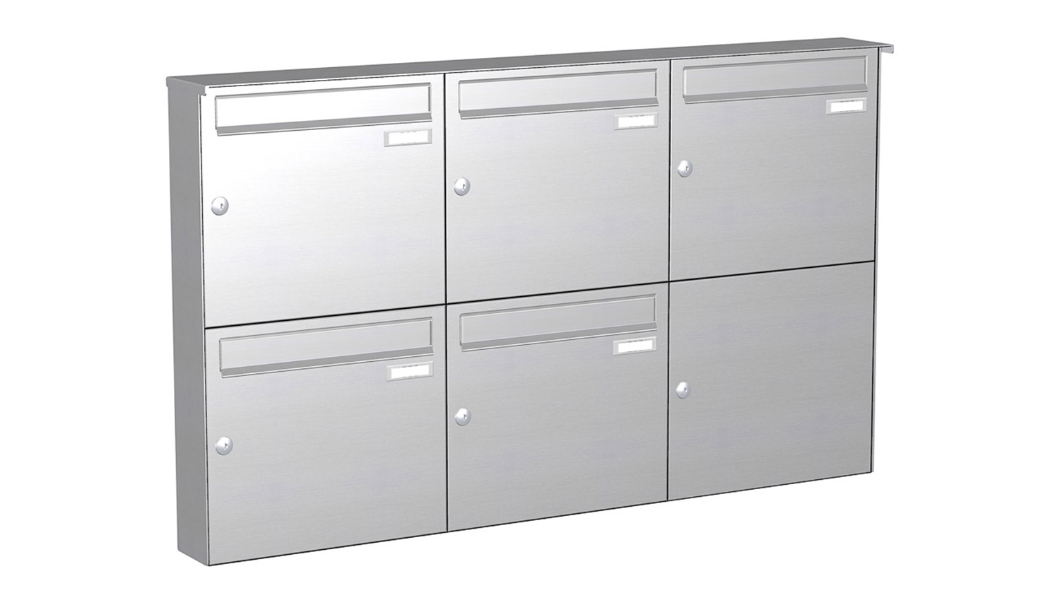 Briefkastenanlage | Aufputz | 5-fach | Senkrecht | Edelstahl