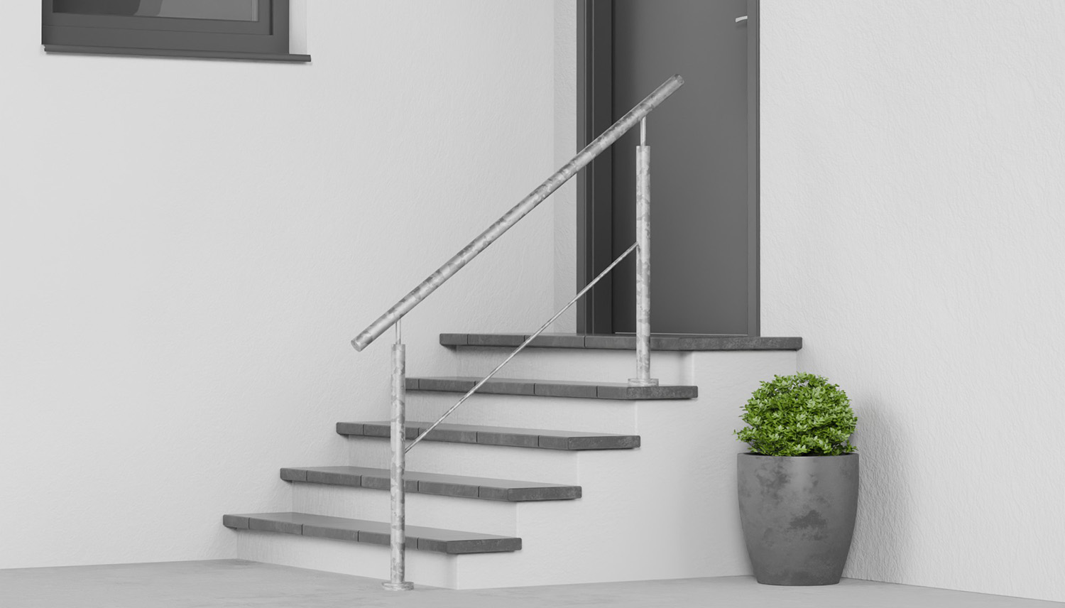 Balustrade d’escalier en acier galvanisé FSG 1-3 entretoises transversales 
