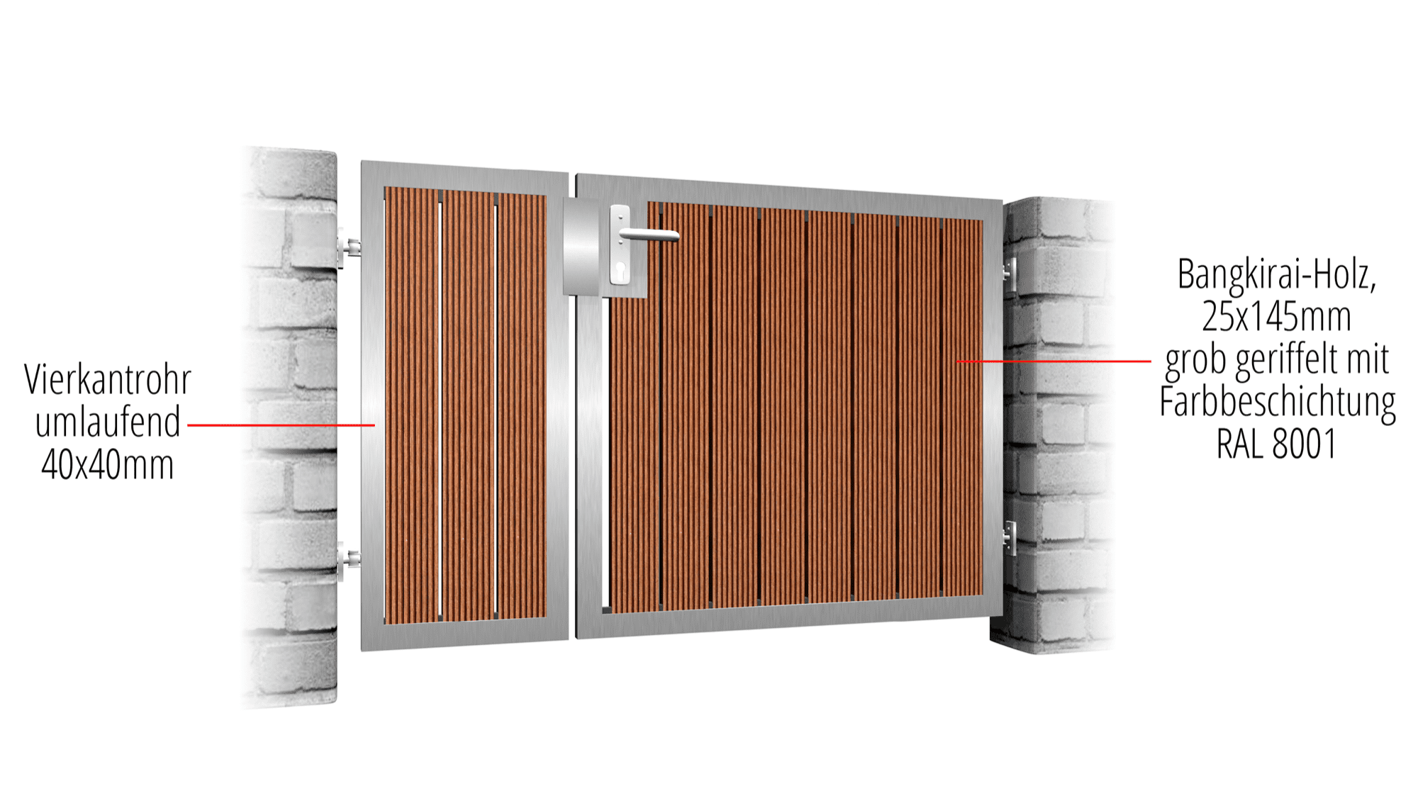 Portillon de jardin en acier inoxydable à 2 battants HFS, GE