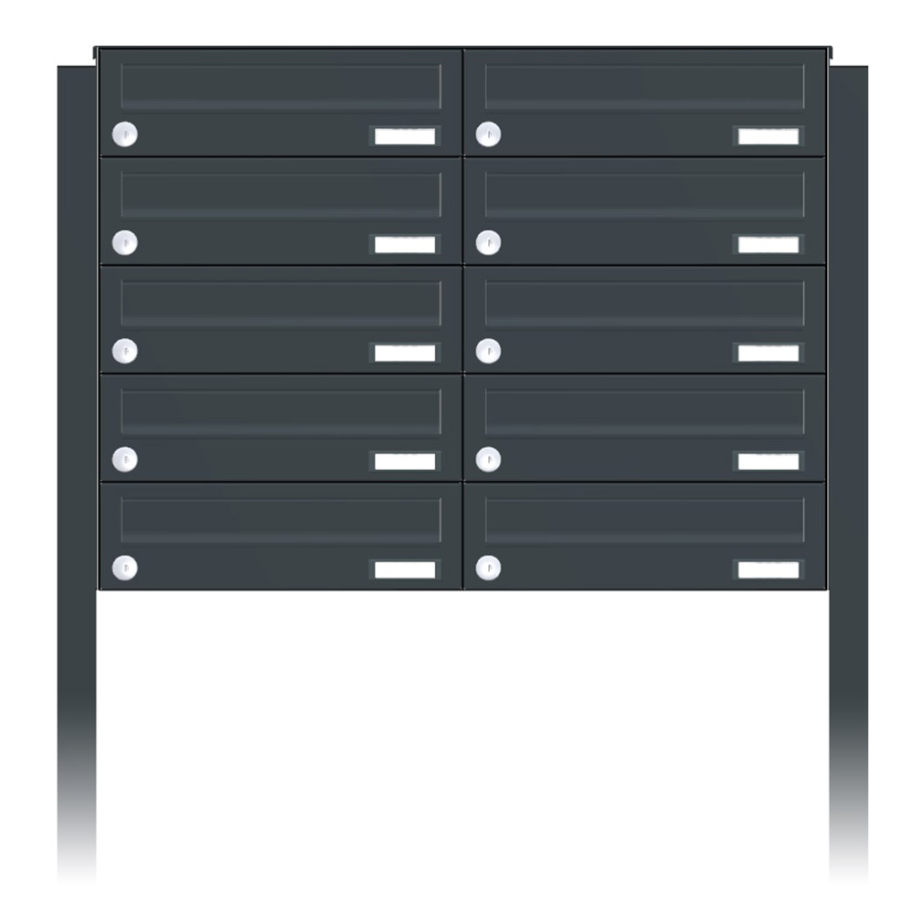 Briefkastenanlage | Freistehend | 10-fach | Waagerecht | Farbe