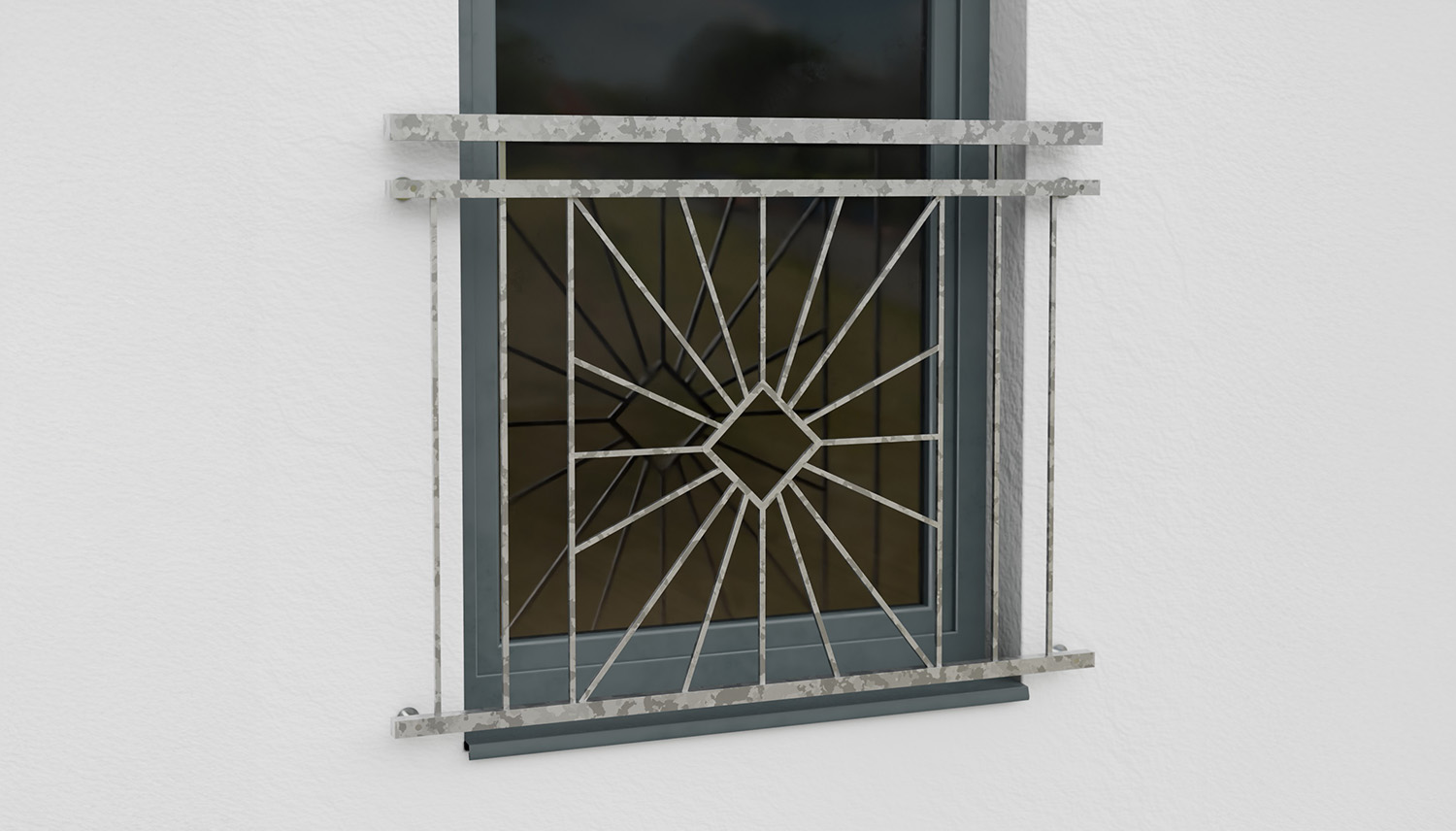 Balcon à la française en acier galvanisé soleil carreau