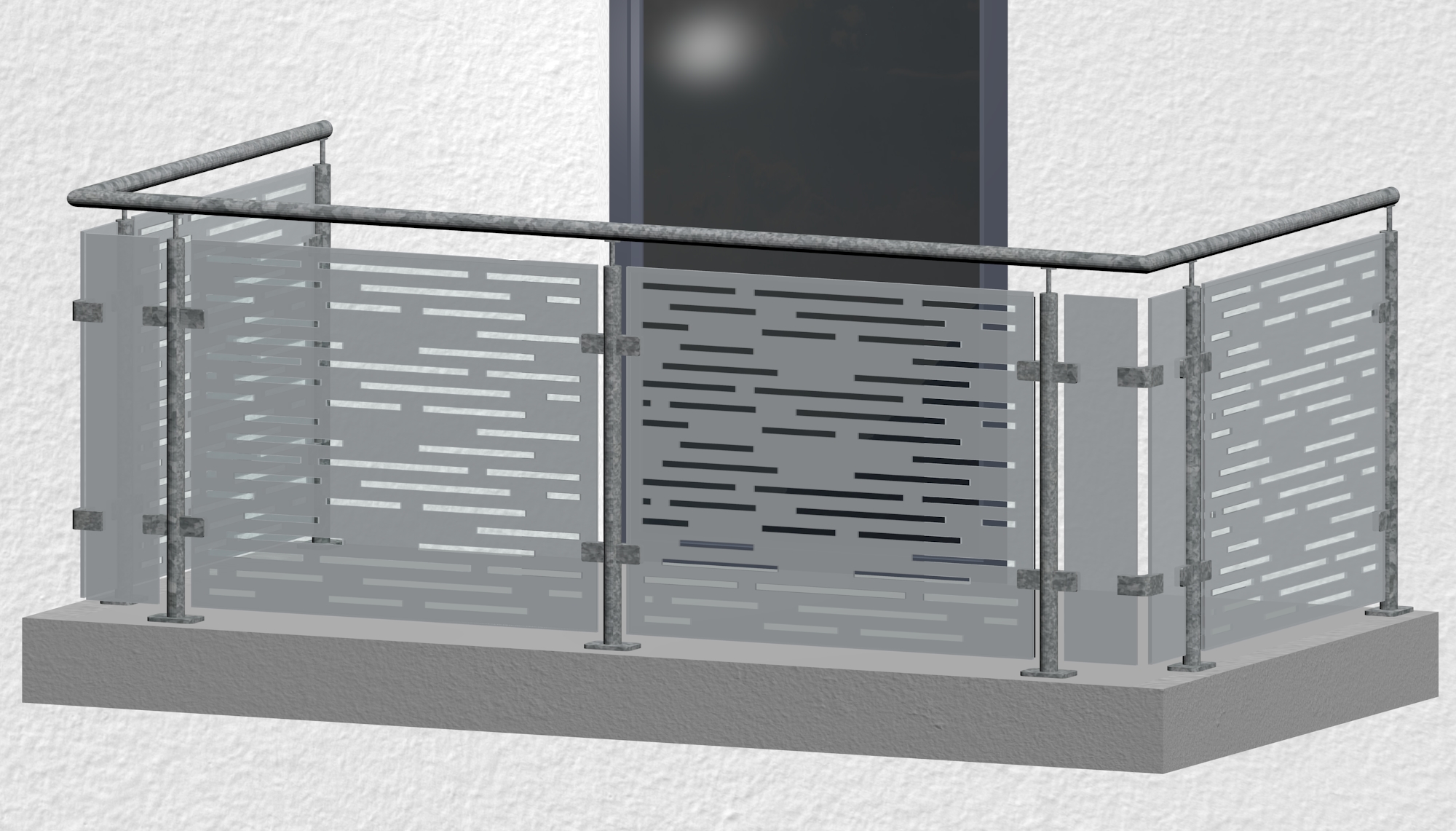 Balustrade de balcon en acier galvanisé design verre SF HO MO 