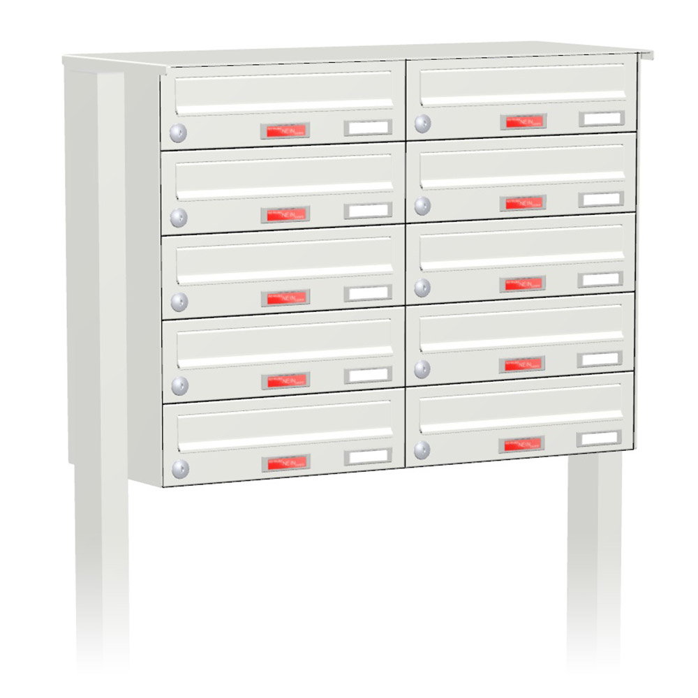 Briefkastenanlage | Freistehend | 10-fach | Waagerecht | Farbe