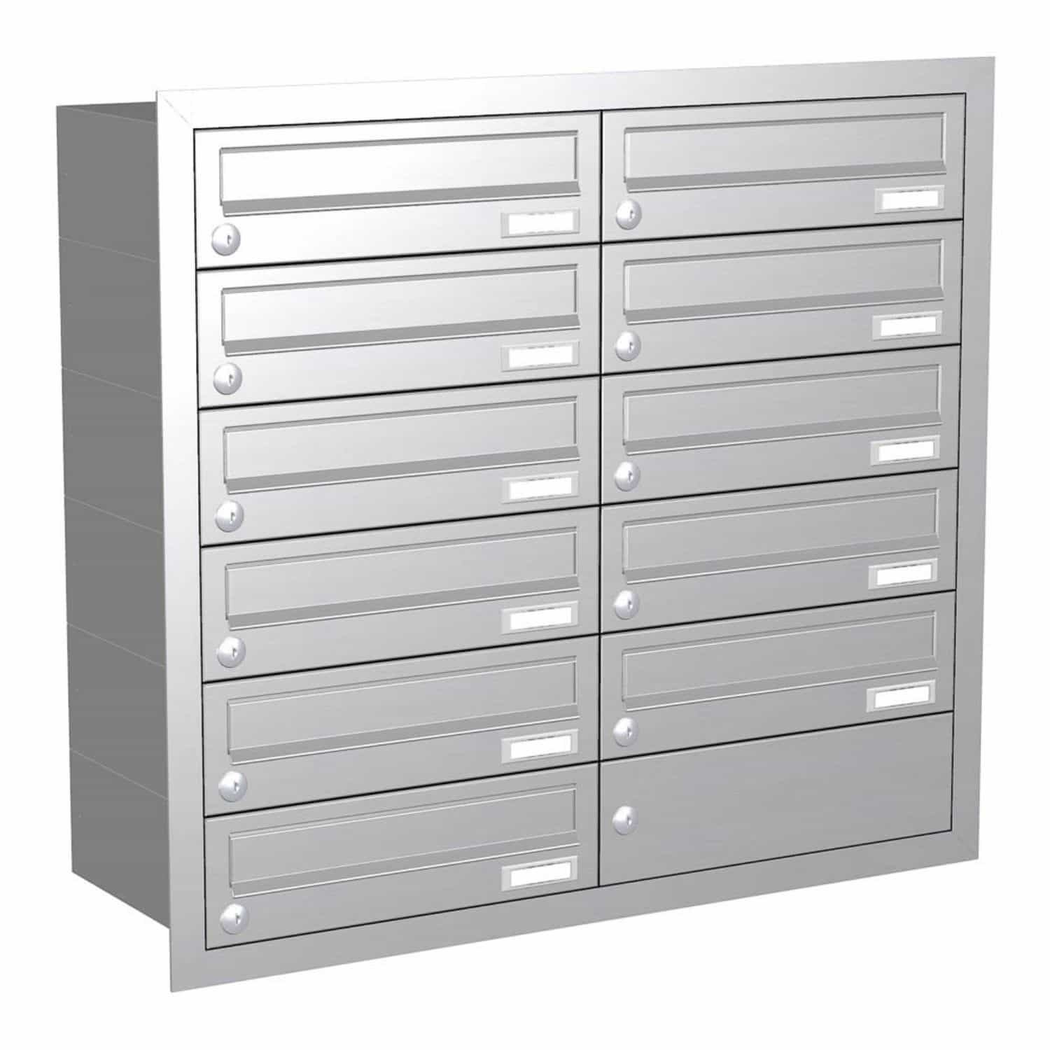 Briefkastenanlage | Unterputz | 11-fach | Waagerecht | Edelstahl