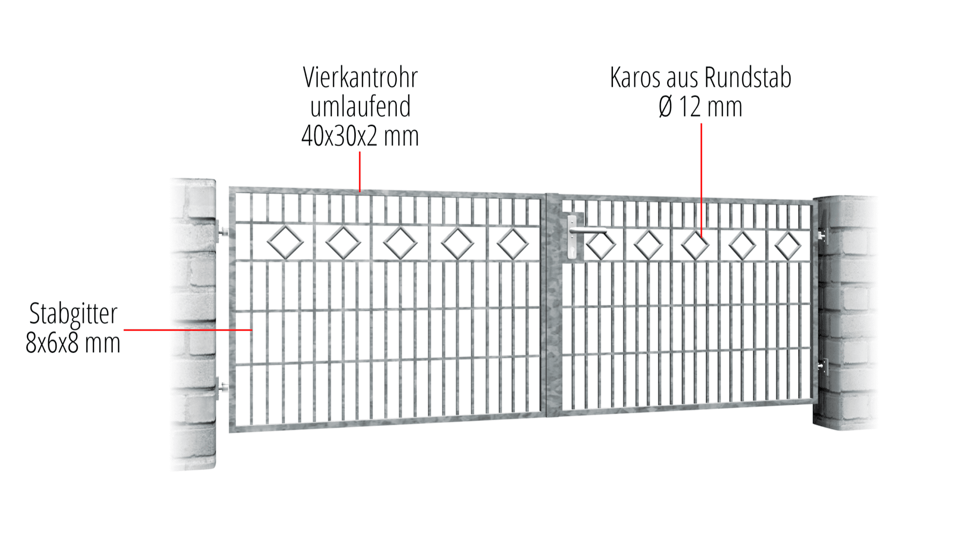 Portail de jardin galvanisé à 2 battants, GE