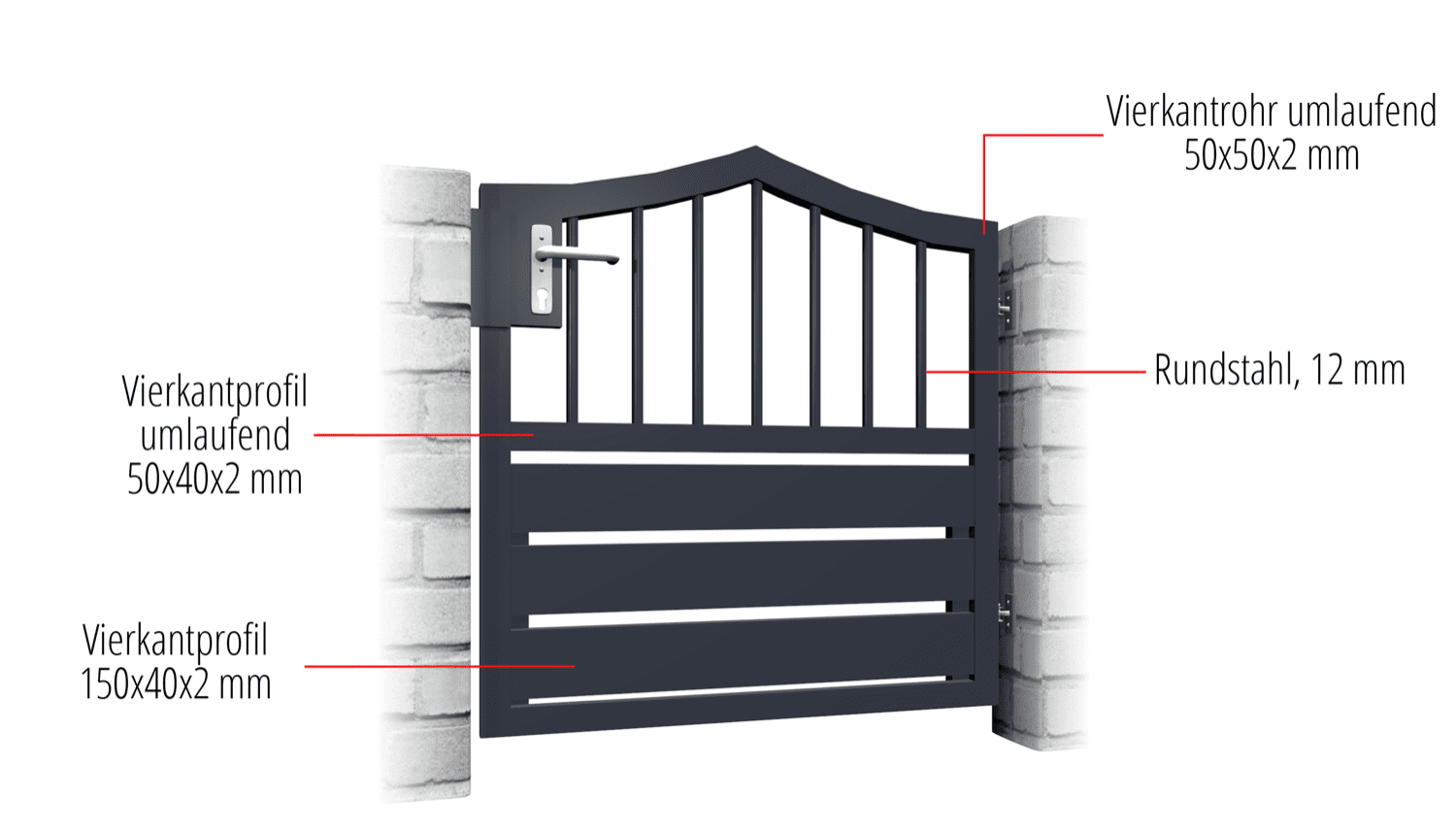 Portillon de jardin en aluminium, brise-vue à 1 battant KSV 1, SB