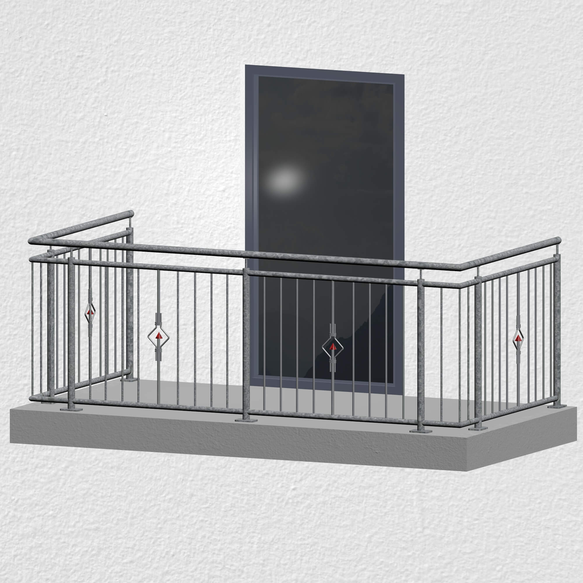 Balustrade de balcon en acier galvanisé ornement triangle 