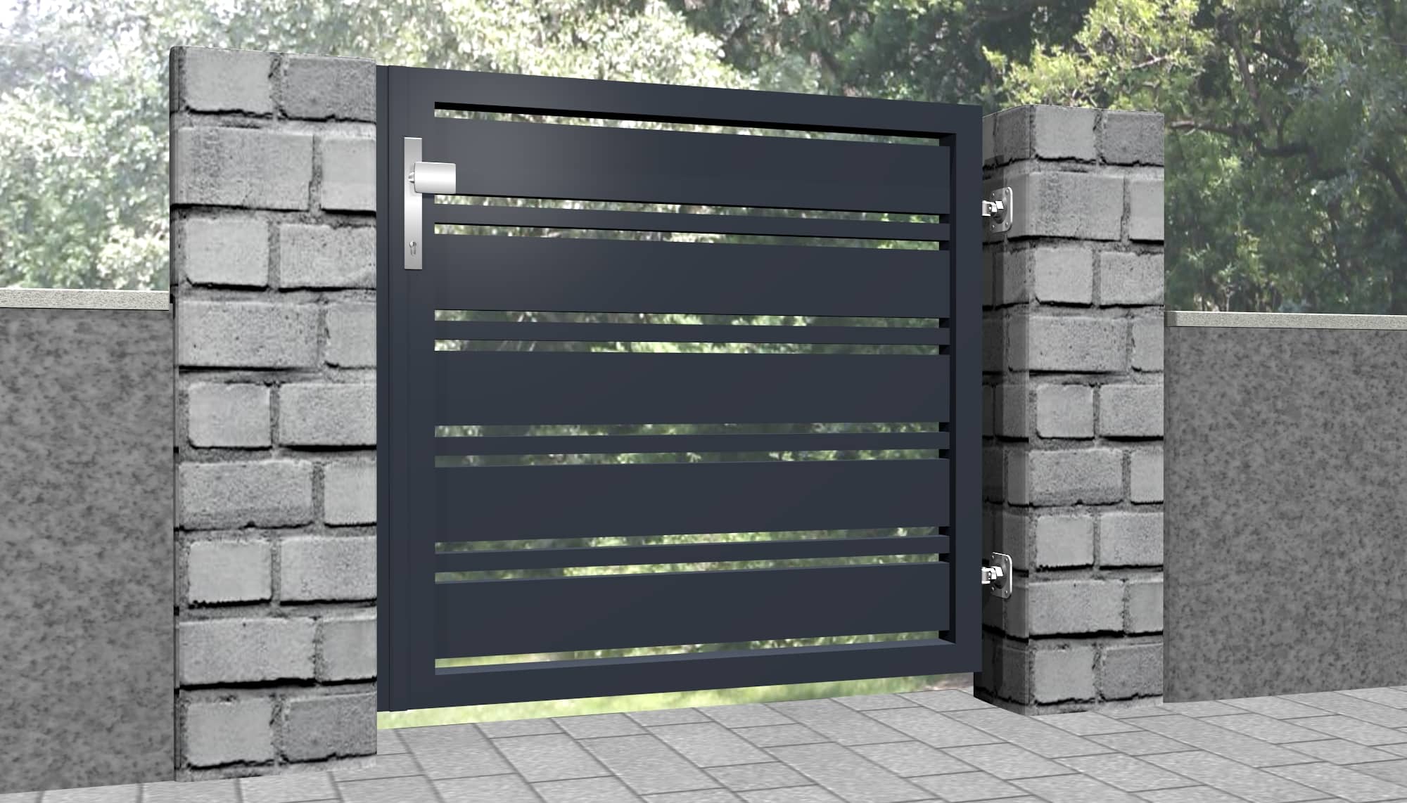 Brise-vue 1 battant en aluminium pour portillon de jardin lamelles 2, GE