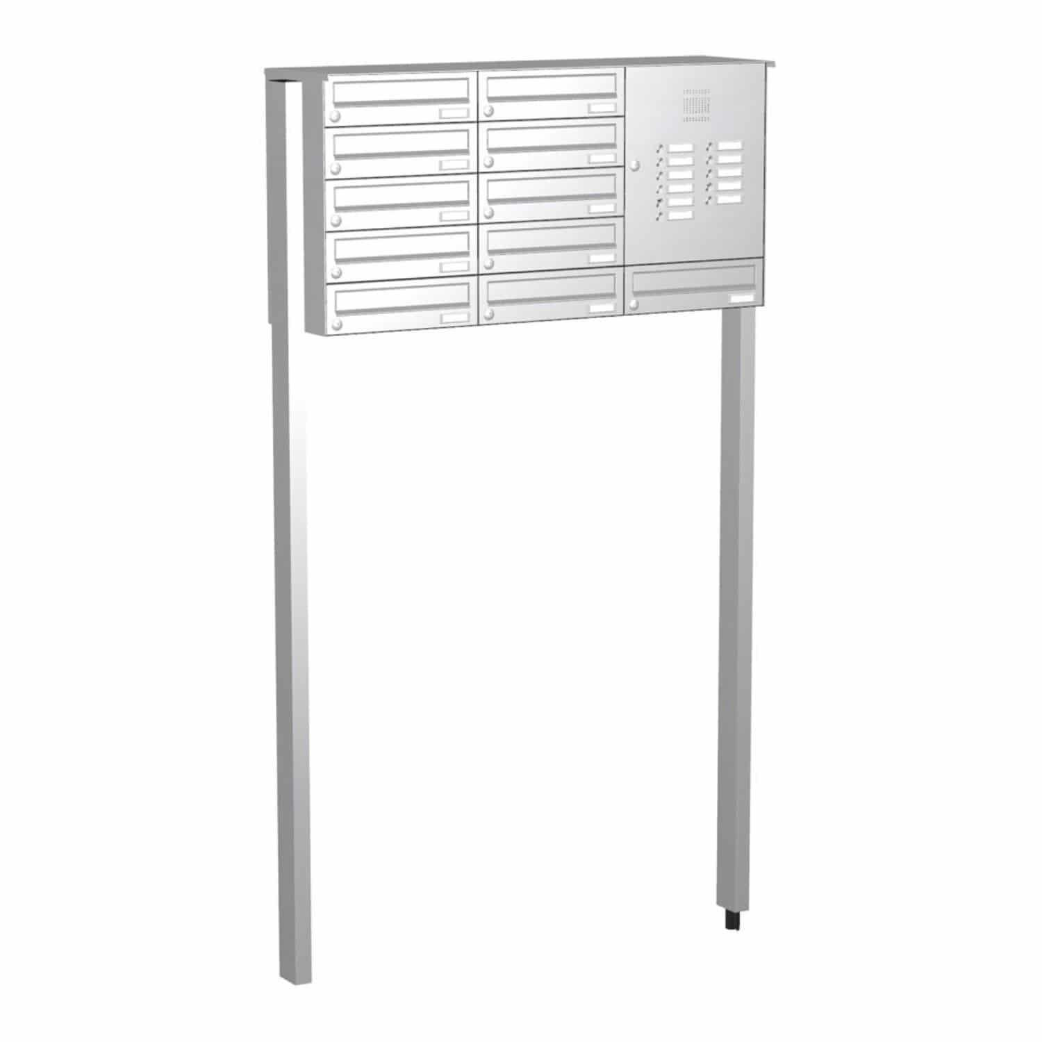 Briefkastenanlage | Freistehend | 11-fach | Waagerecht | Audio | Video | Edelstahl