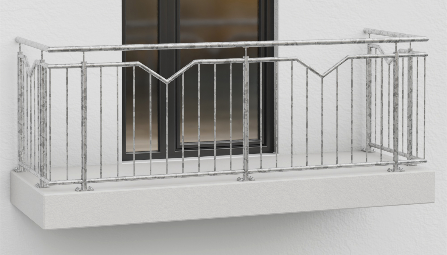 Balustrade de balcon en acier galvanisé simple V