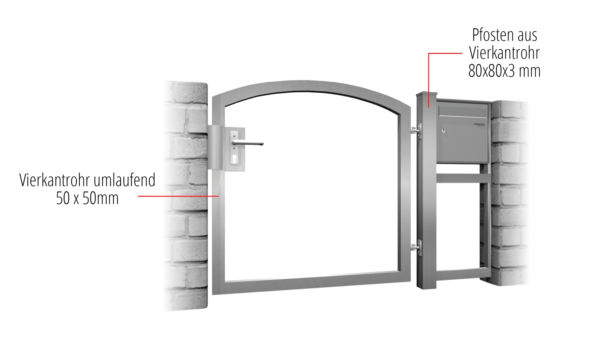 Portillon de jardin en acier inoxydable à 1 battant avec remplissage propre, OB, BK