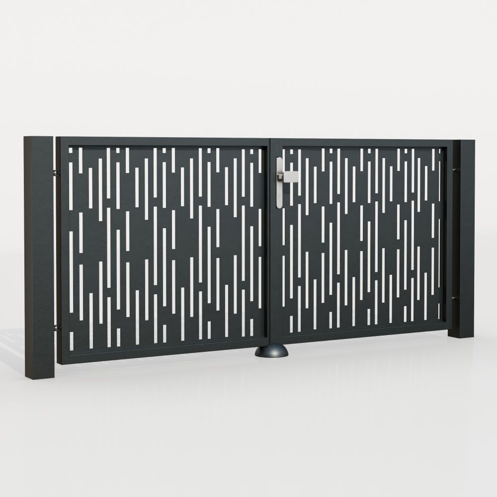 Portail de jardin aluminium 2 battants découpé au laser design SF VE