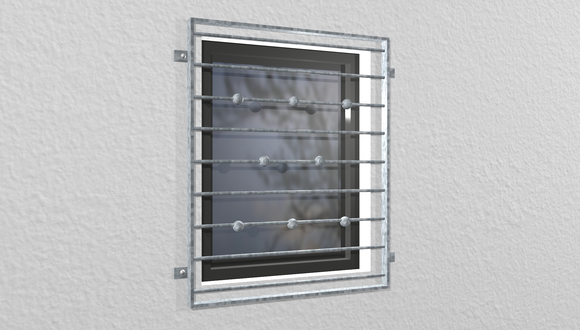 Grille de défense pour fenêtres en acier galvanisé barre transversale boule