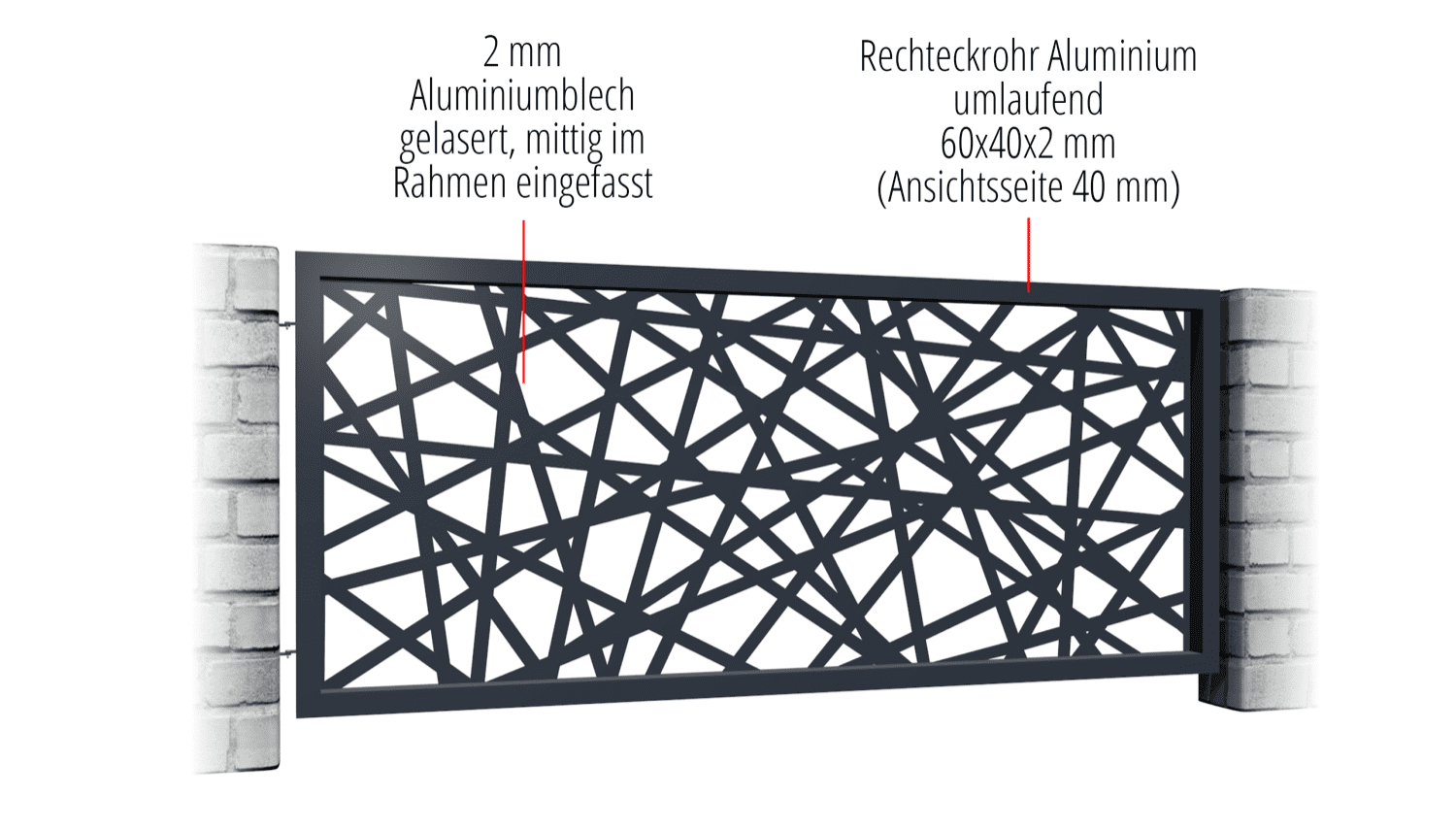 Clôture de jardin en aluminium découpé au laser design AB 1