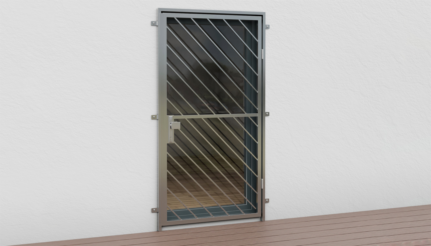 Porte grillagée en acier inoxydable Barre diagonale 2