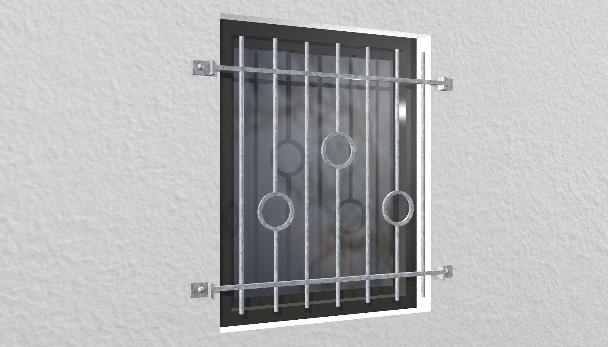 Grille de défense pour fenêtres en acier galvanisé cercle barre