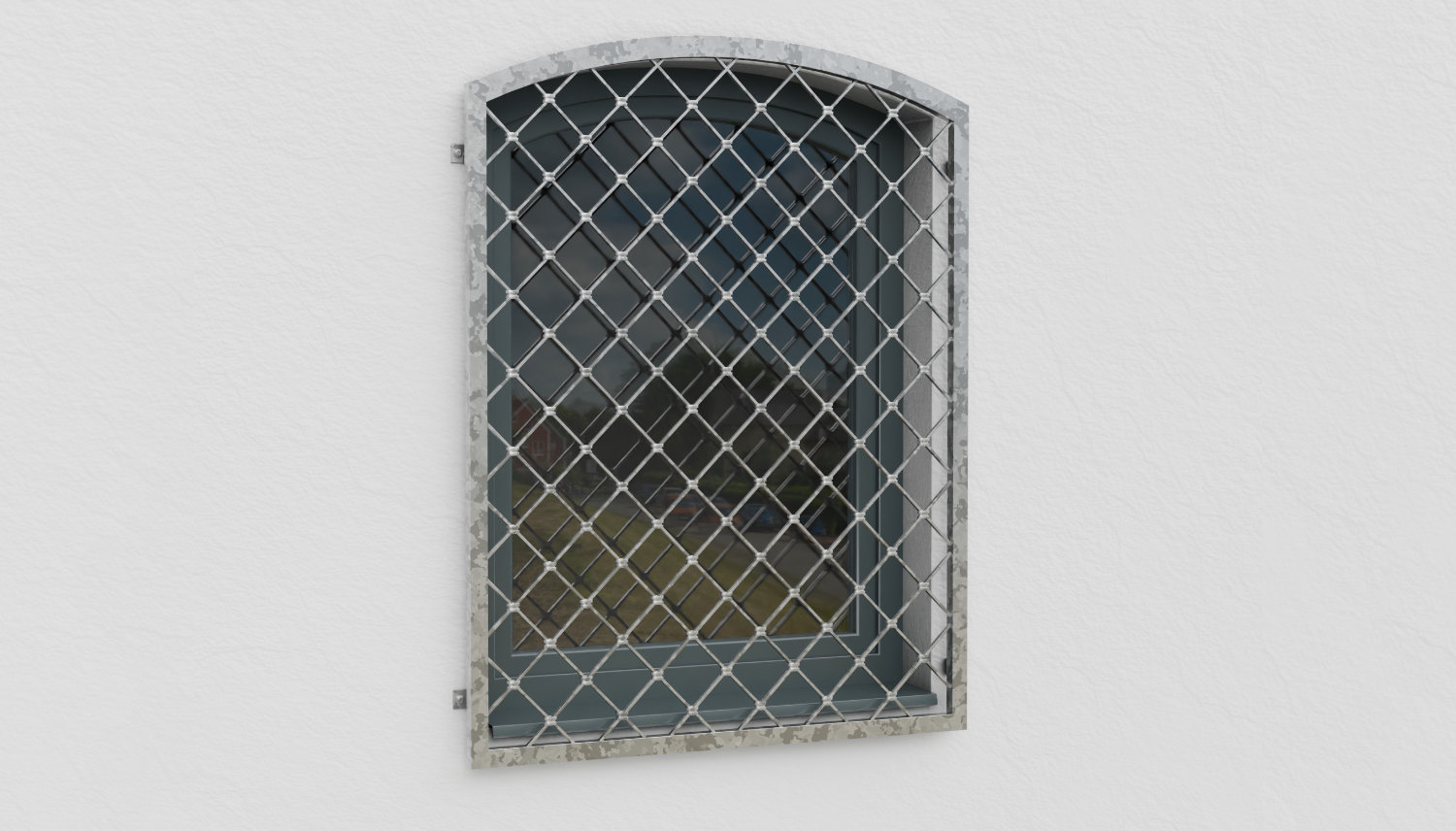 Grille de défense pour fenêtres en acier galvanisé en forme de losange 