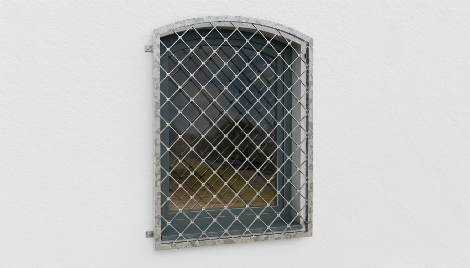 Grille de défense pour fenêtres en acier galvanisé en forme de losange 