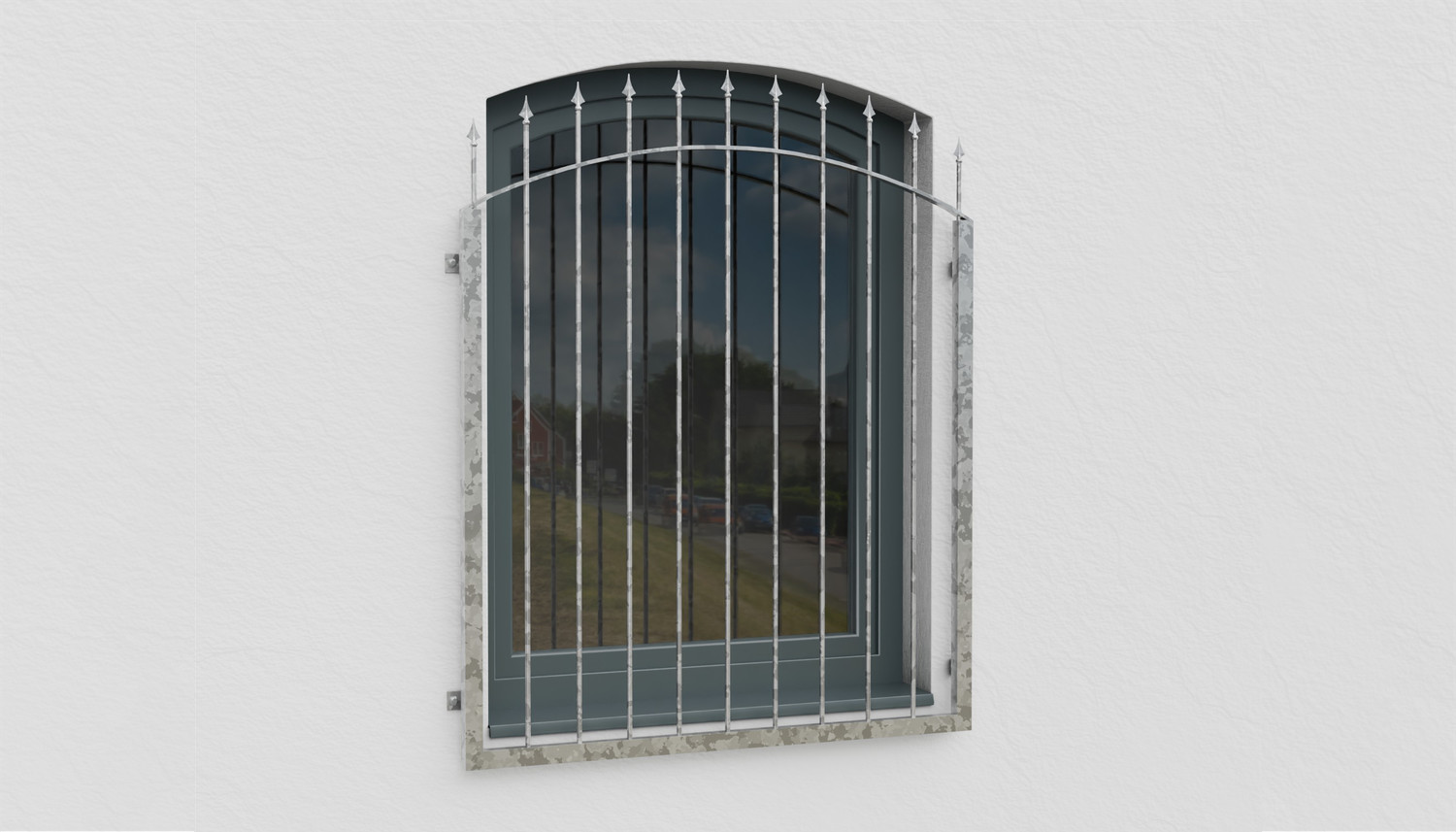 Grille de défense pour fenêtres en acier galvanisé Arc supérieur de Derby 