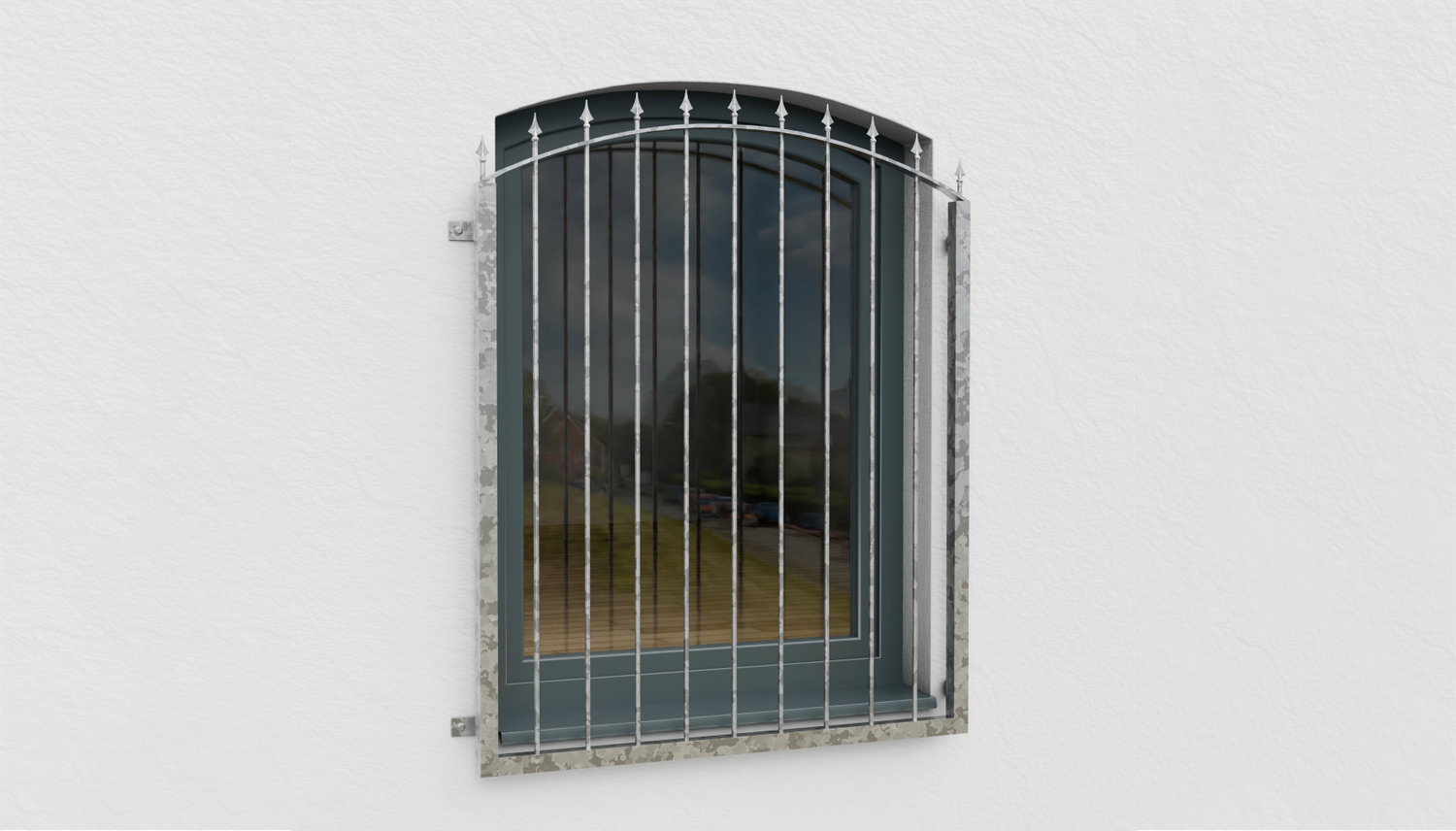 Grille de défense pour fenêtres en acier galvanisé Arc supérieur de Derby 