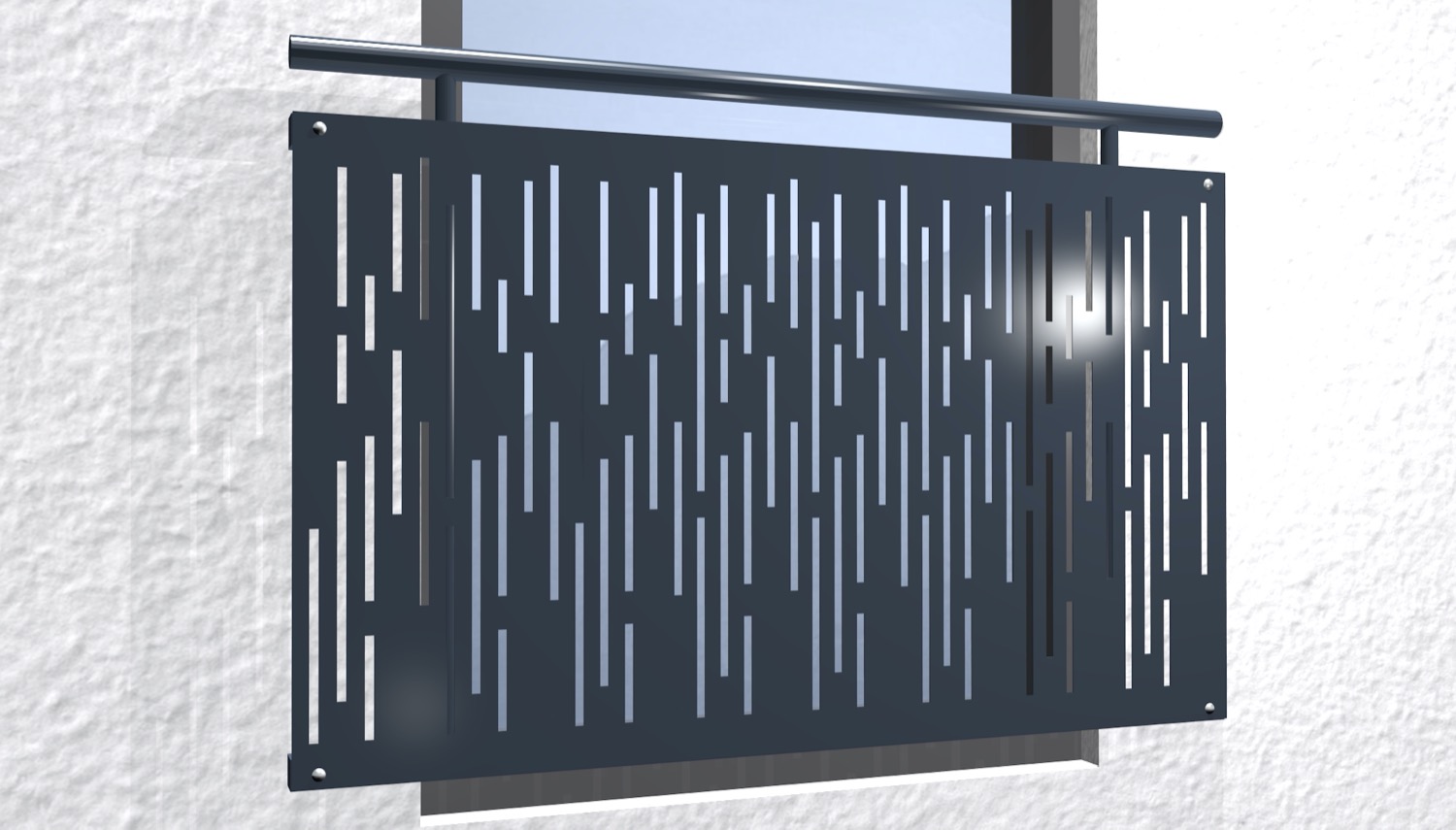 Balcon à la française en acier galvanisé plaque design bandes verticales