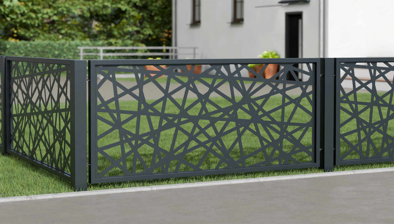 Clôture de jardin en aluminium découpé au laser design AB 1