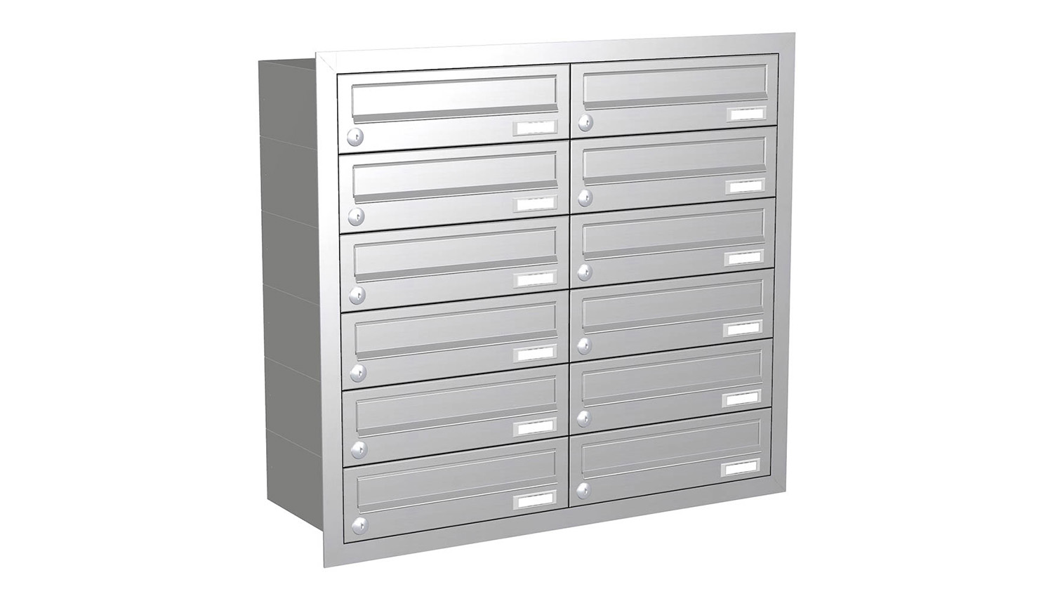 Briefkastenanlage | Unterputz | 12-fach | Waagerecht | Edelstahl