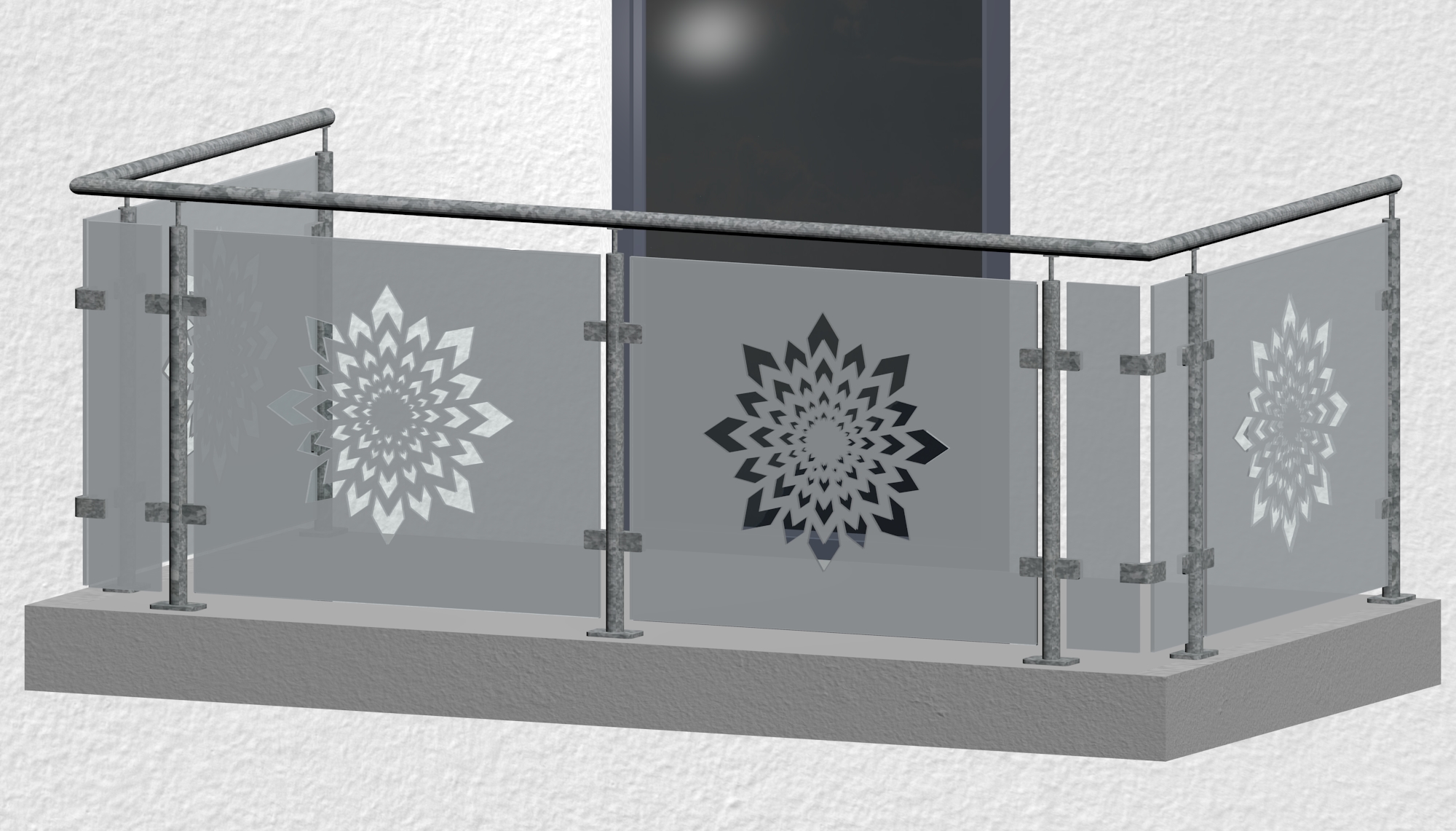 Balustrade de balcon en acier galvanisé design verre KL MO