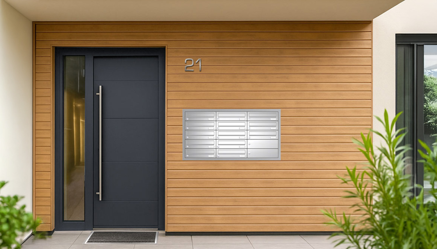 Briefkastenanlage | Unterputz | 13-fach | Waagerecht | Edelstahl