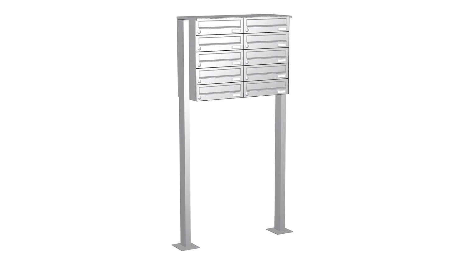 Briefkastenanlage | Freistehend | 10-fach | Waagerecht | Edelstahl