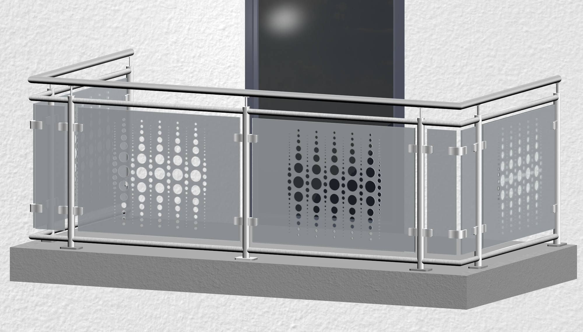 Balustrade de balcon en acier inoxydable design verre PE
